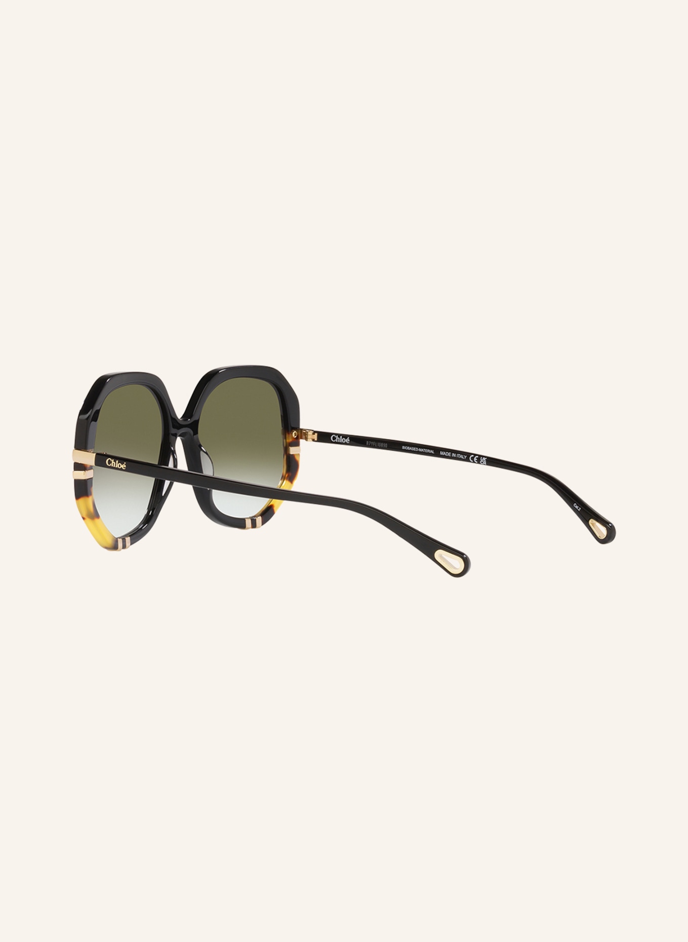 Chloé Sunglasses CH0105S, Color: 1100L1 - BLACK/ GREEN GRADIENT (Image 4)