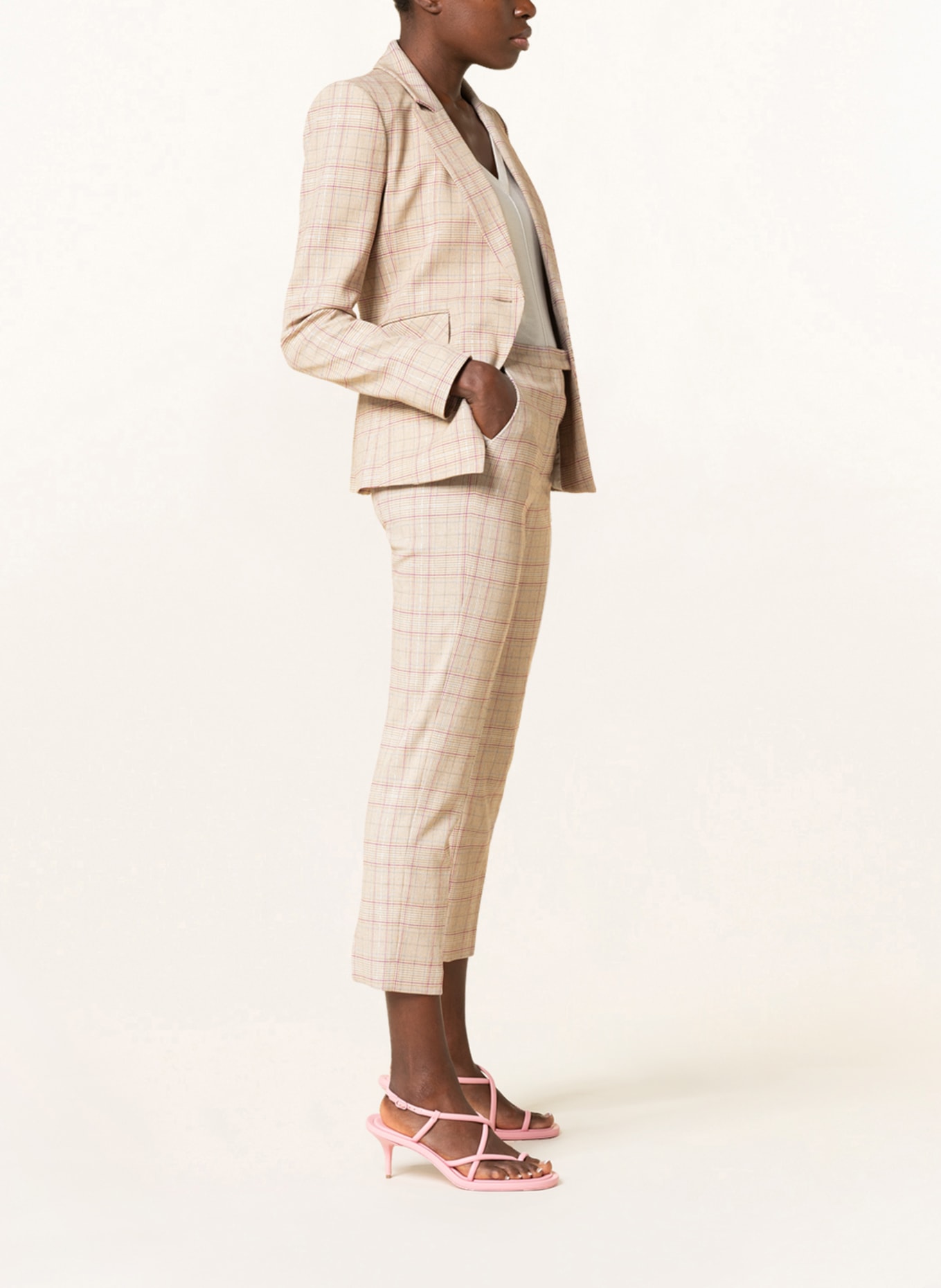 PATRIZIA PEPE Trousers with glitter thread, Color: BEIGE/ PURPLE/ SILVER (Image 4)
