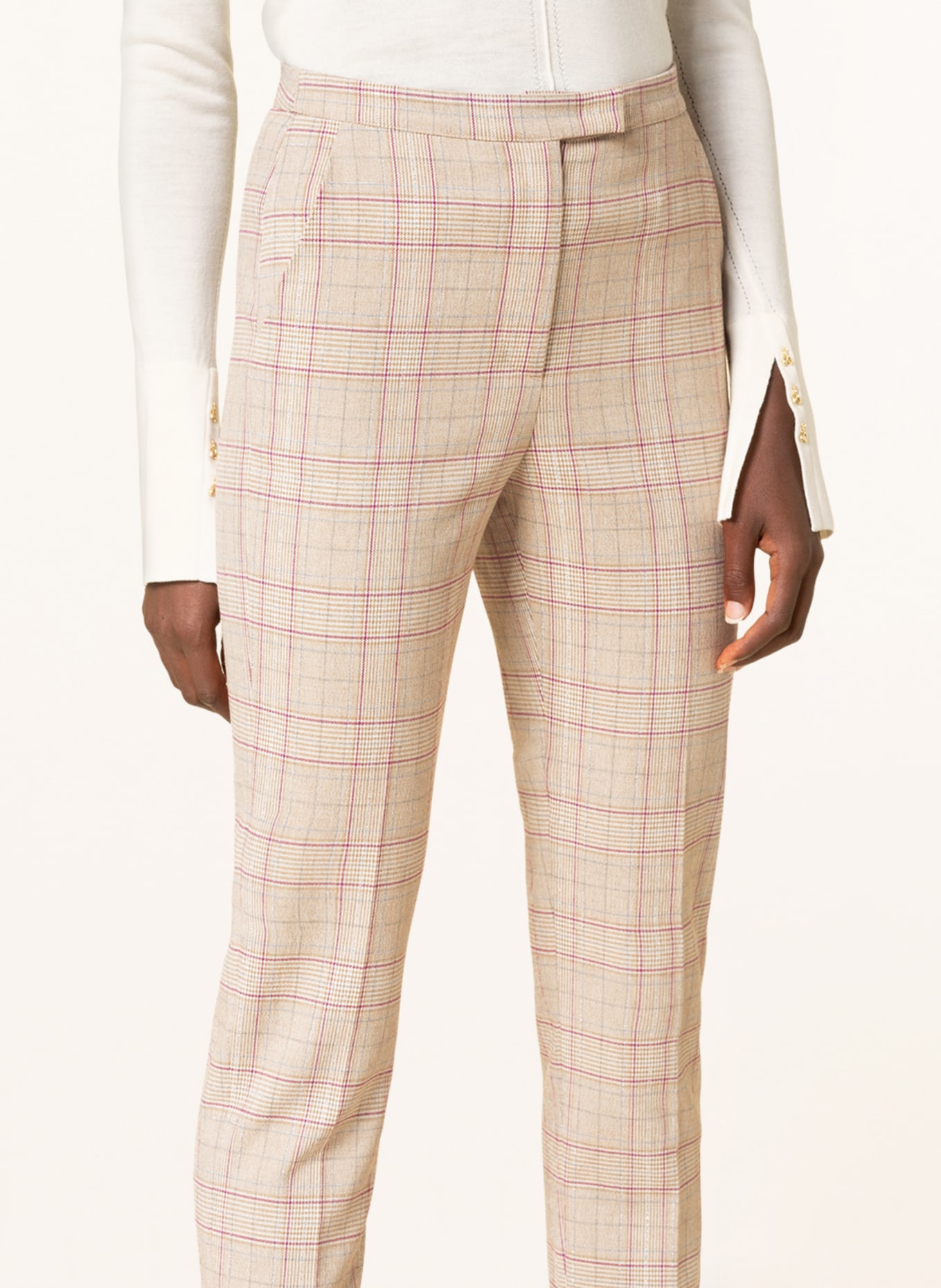 PATRIZIA PEPE Trousers with glitter thread, Color: BEIGE/ PURPLE/ SILVER (Image 5)