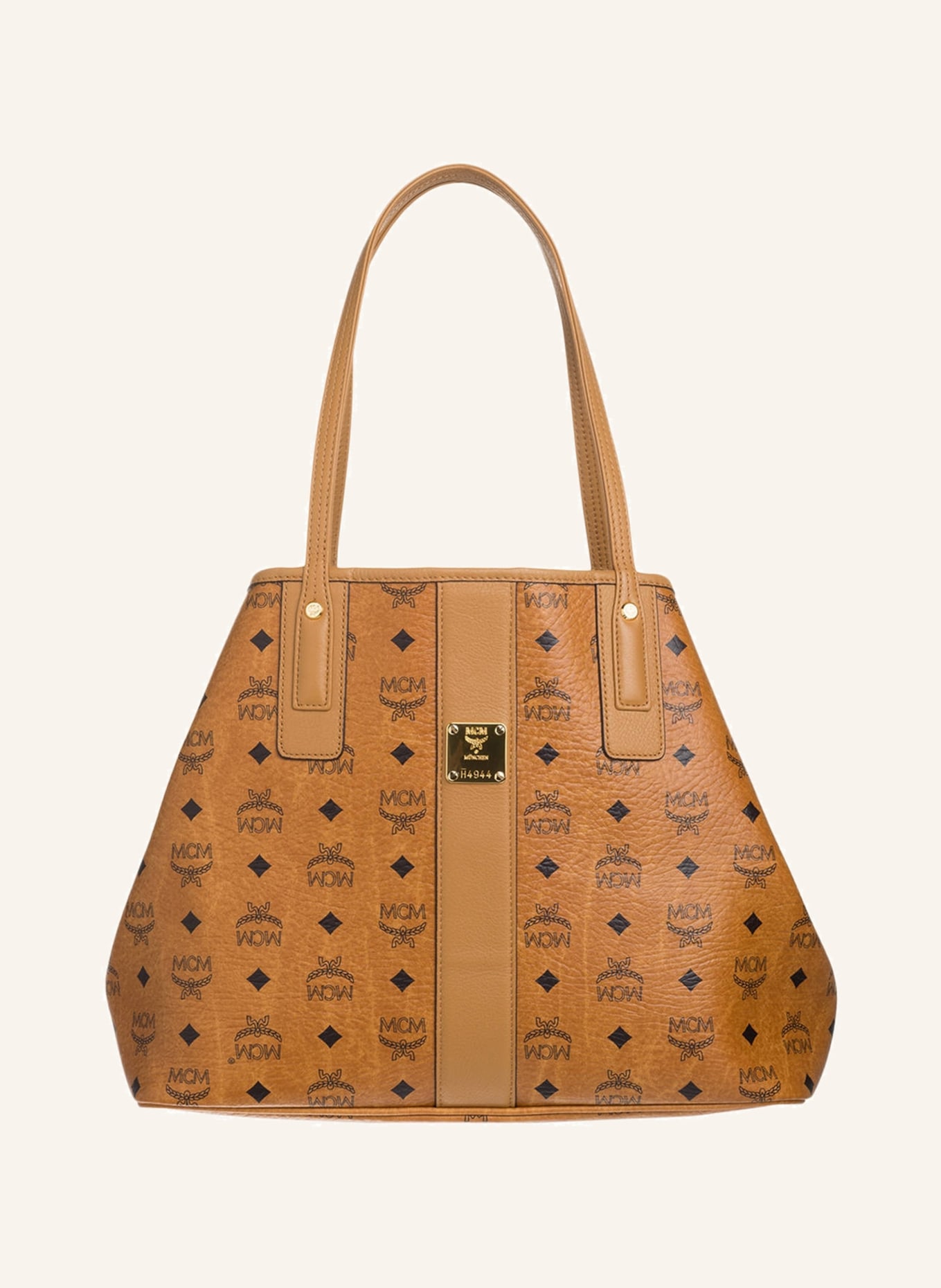 MCM Reversible shopper LIZ MEDIUM with pouch in cognac