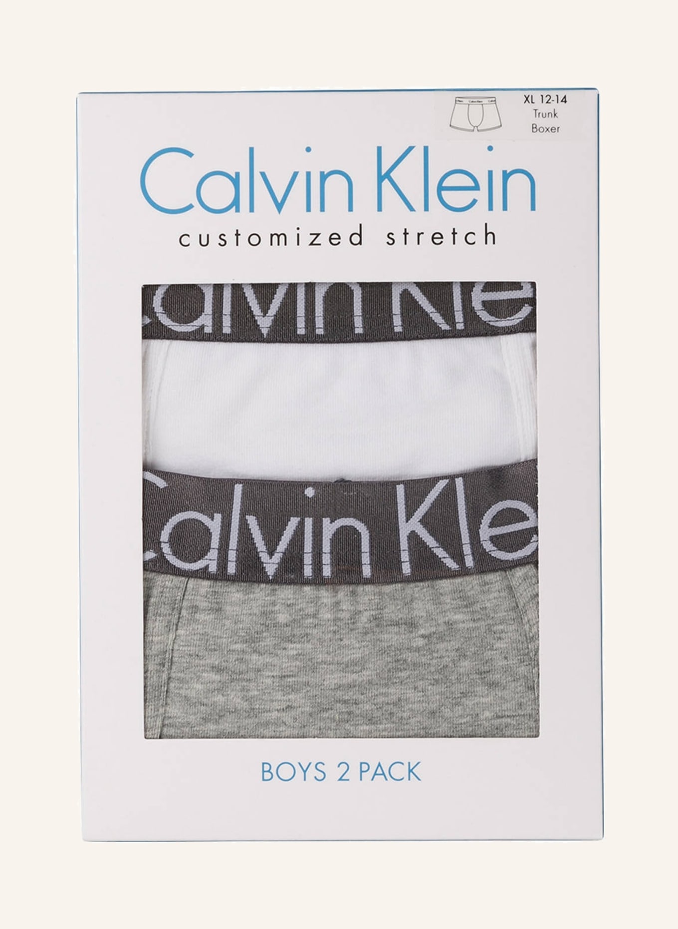Calvin Klein 2er-Pack Boxershorts CUSTOMIZED STRETCH, Farbe: WEISS/ GRAU (Bild 3)