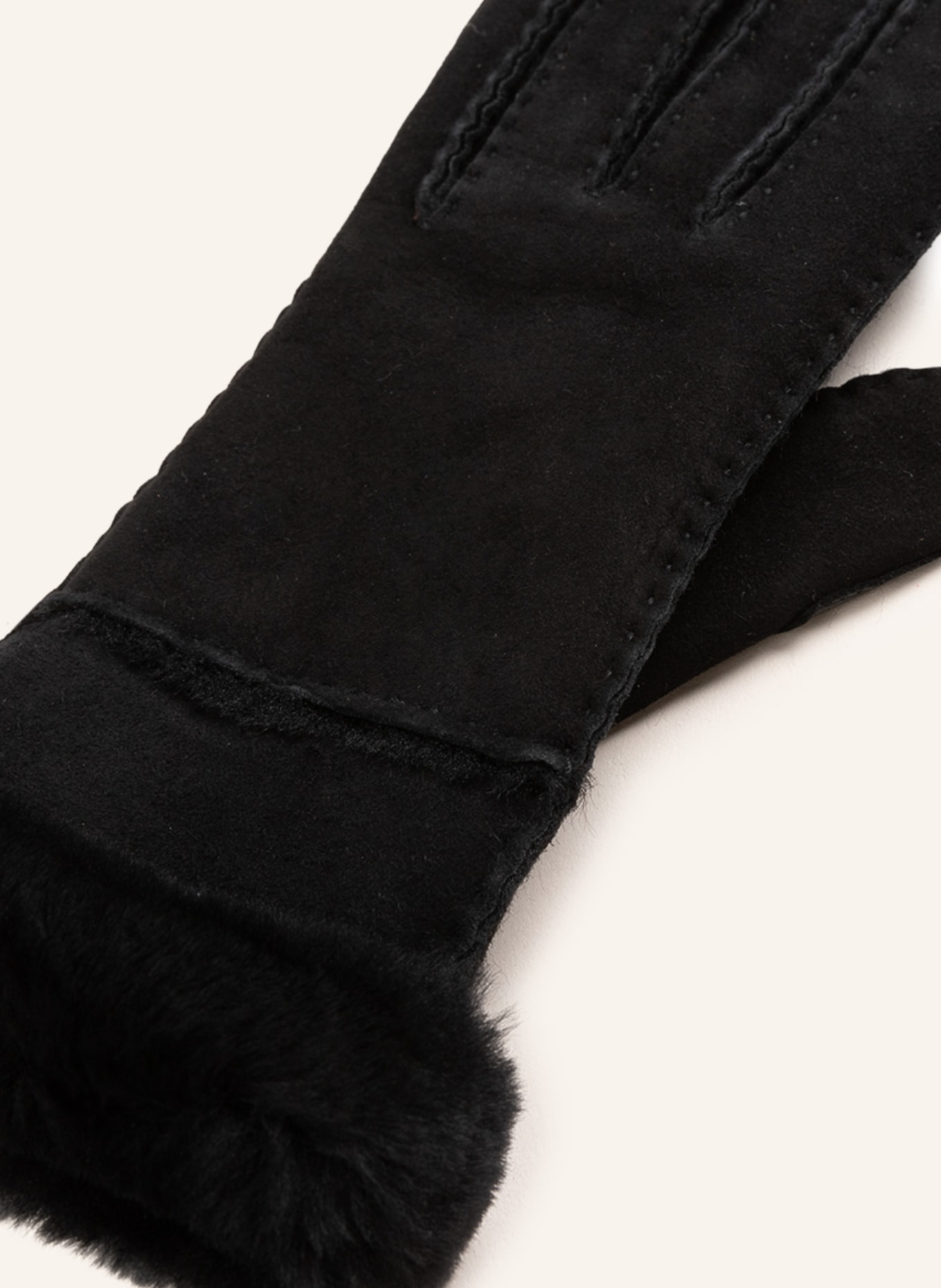 UGG SEAMED TECH leather gloves with real fur and touchscreen function, Color: BLACK (Image 2)