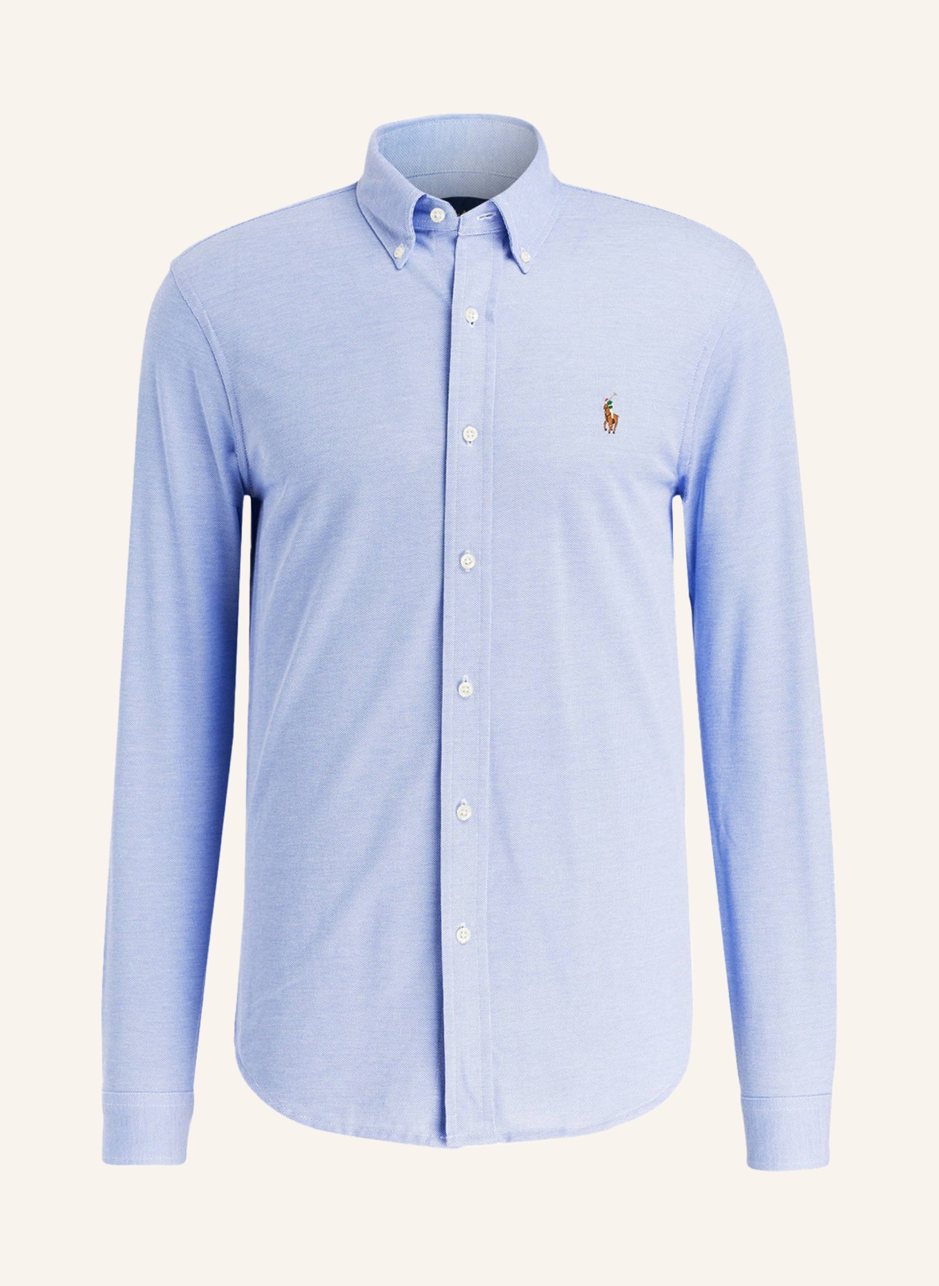 POLO RALPH LAUREN Piqué-Hemd Custom Slim Fit, Farbe: HELLBLAU/ WEISS (Bild 1)