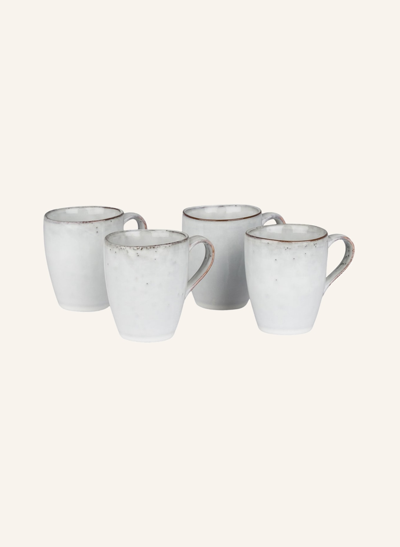 BROSTE COPENHAGEN Set of 4 mugs NORDIC SAND, Color: WHITE/ DARK BROWN(Image null)