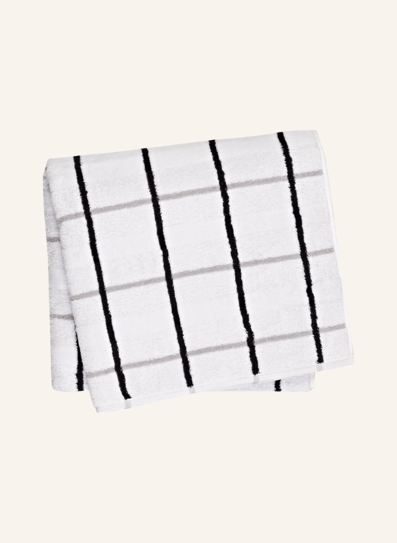 Cawö Bath towel NOBLESSE, Color: WHITE/ GRAY/ BLACK CHECKED (Image 1)