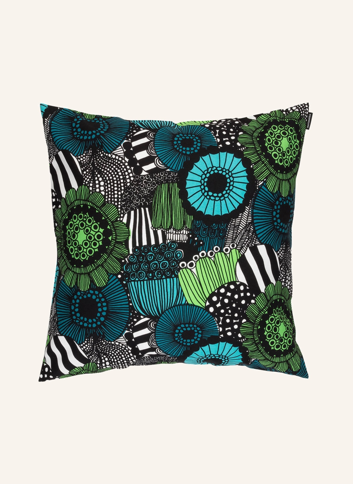 marimekko Decorative cushion cover PIENI SIIRTOLAPUUTARHA, Color: BLACK/ WHITE/ GREEN (Image 1)