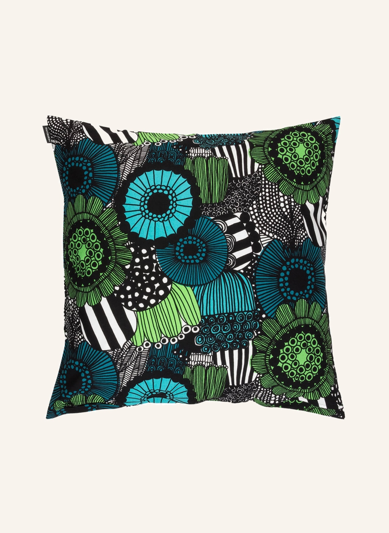 marimekko Decorative cushion cover PIENI SIIRTOLAPUUTARHA, Color: BLACK/ WHITE/ GREEN (Image 2)