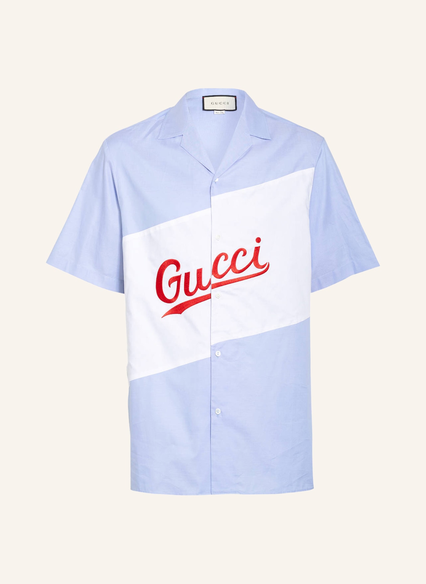 GUCCI Resort shirt BOWLING LOOSE comfort fit, Color: LIGHT BLUE/ WHITE (Image 1)