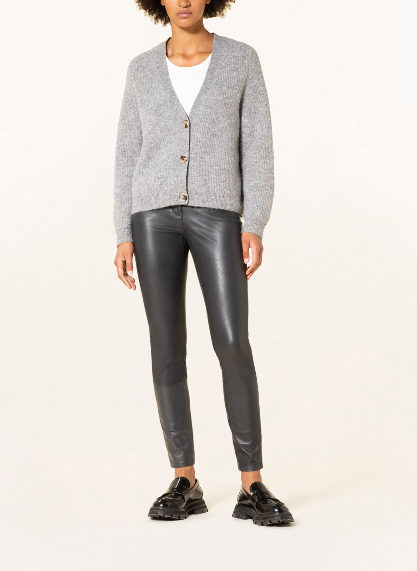 CAMBIO Trousers RAY in leather look: DARK GRAY