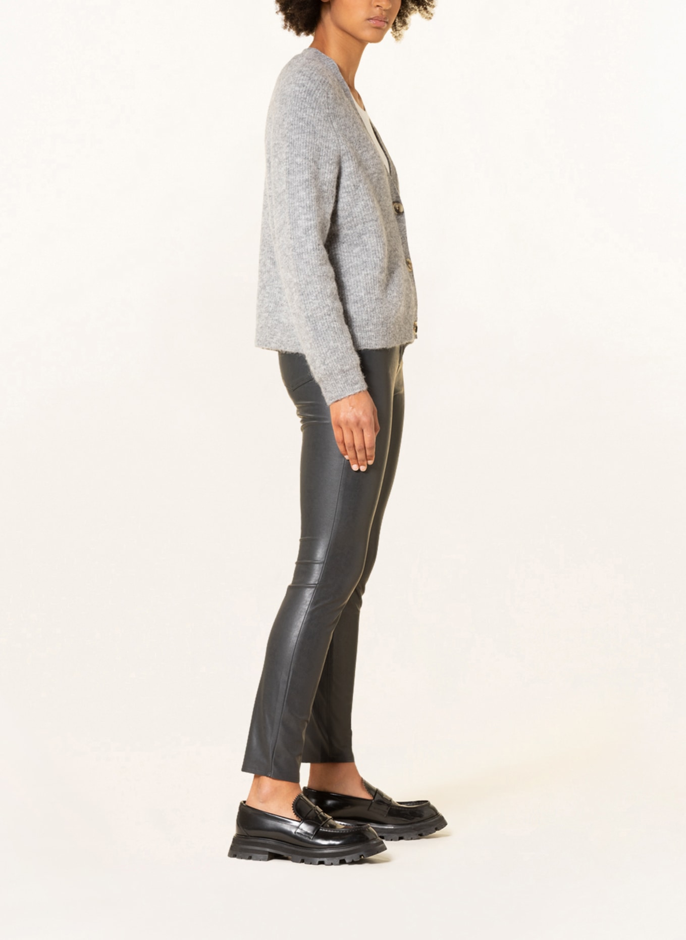 CAMBIO Trousers RAY in leather look: DARK GRAY