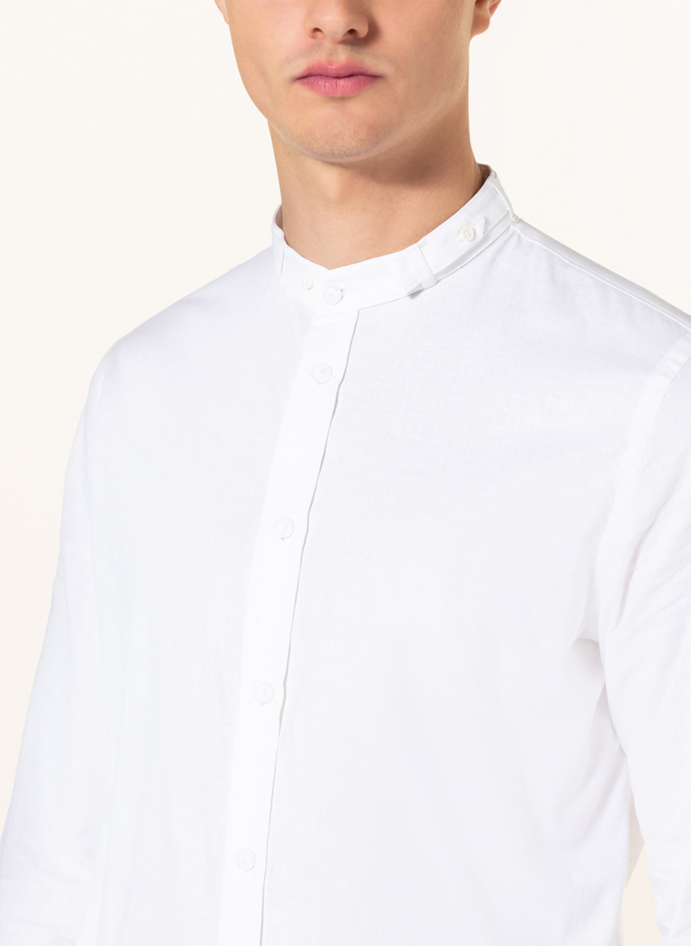 Gottseidank Trachten shirt slim fit with stand-up collar , Color: WHITE (Image 4)