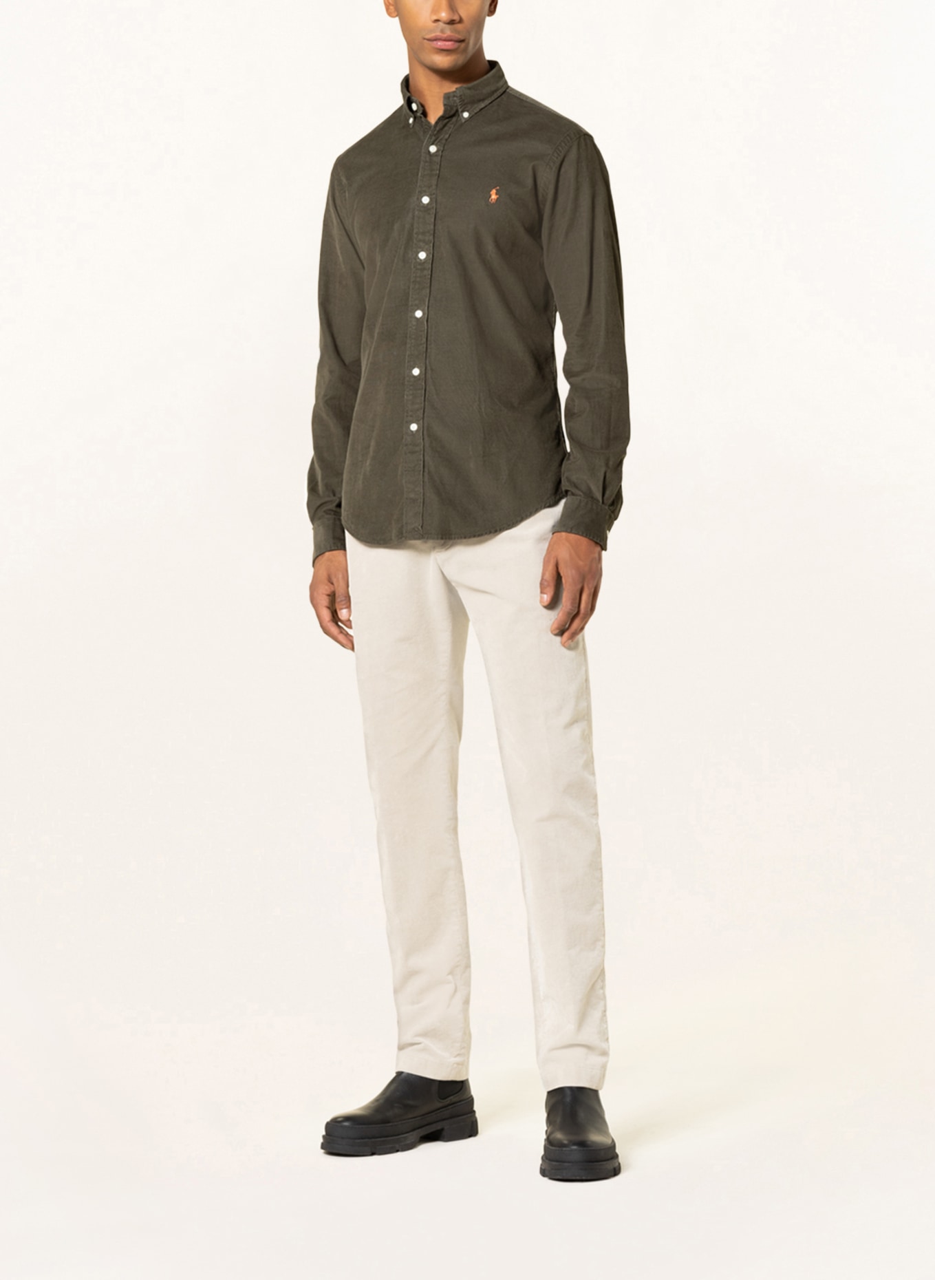 POLO RALPH LAUREN Corduroy shirt slim fit, Color: KHAKI (Image 2)