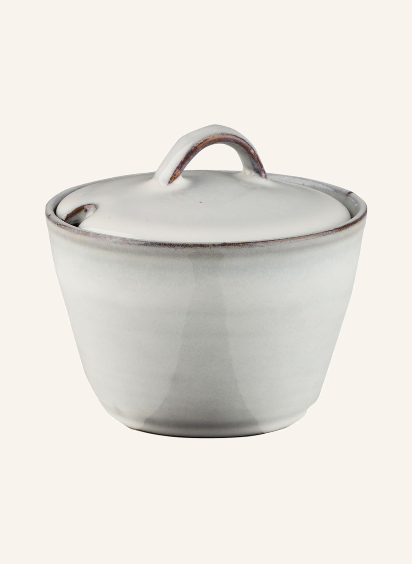 BROSTE COPENHAGEN Sugar bowl NORDIC SAND , Color: WHITE/ DARK BROWN (Image 1)