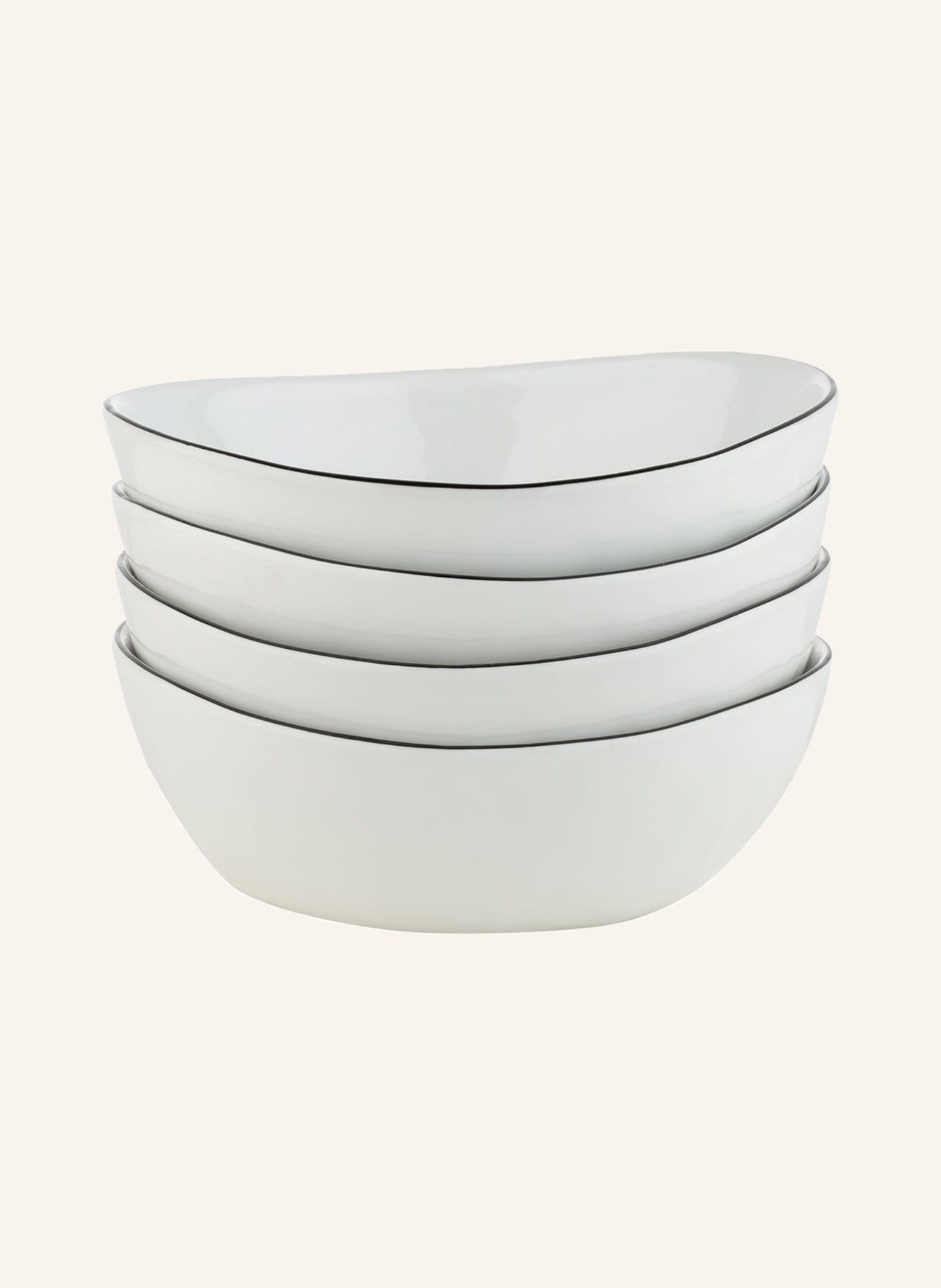 BROSTE COPENHAGEN Set of 4 Bowls SALT, Color: WHITE/ BLACK (Image 1)