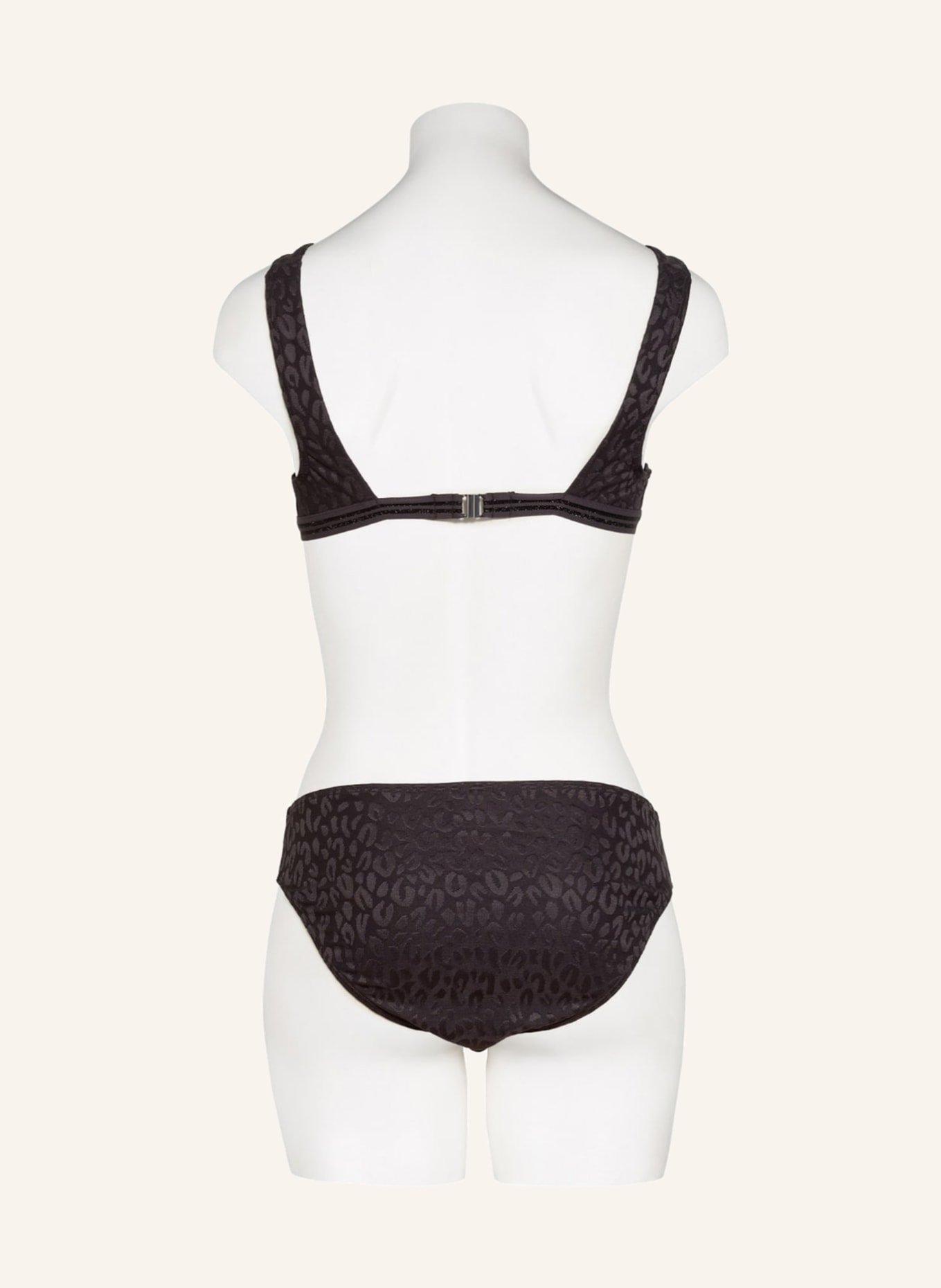 BEACHLIFE Bralette bikini top TEXTURED LEO with glitter thread , Color: DARK GRAY (Image 3)