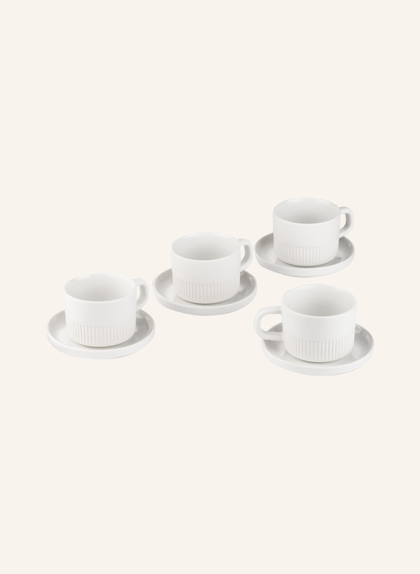 Marc O'Polo Set of 4 espresso cups MOMENTS with saucer, Color: CREAM (Image 1)