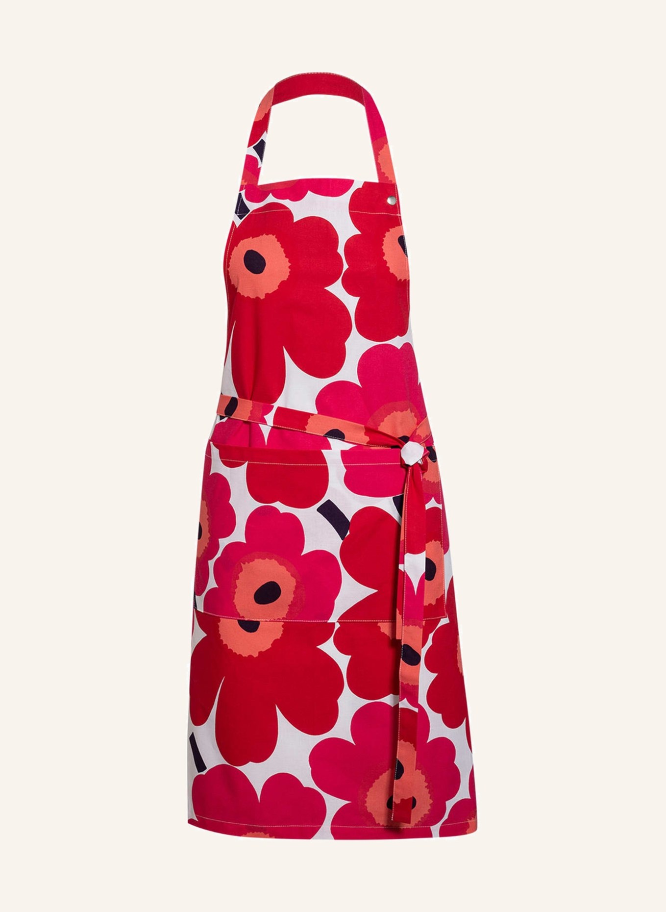 marimekko Apron PIENI UNIKKO: CREAM / DARK RED / PINK