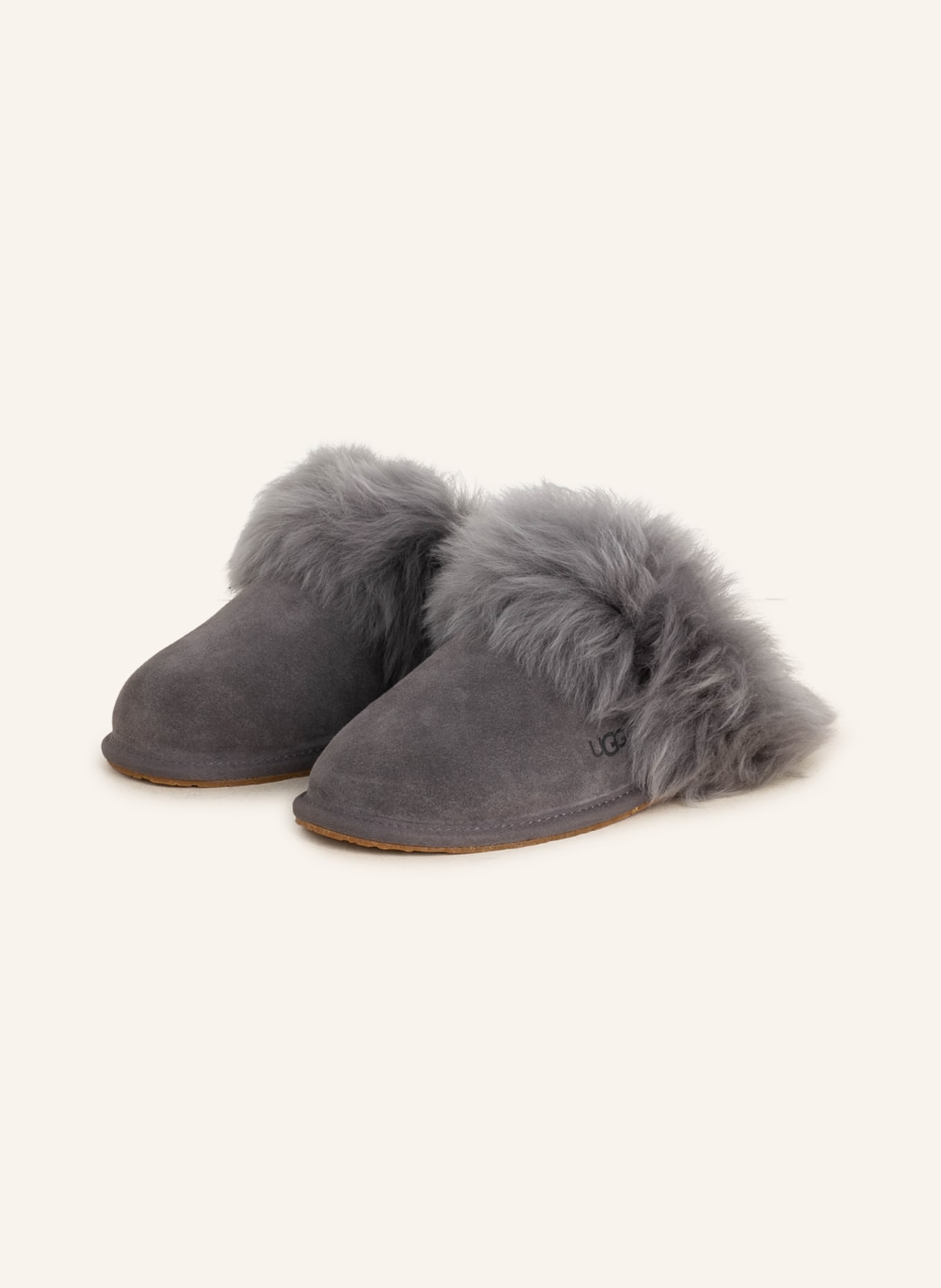 UGG Slippers SCUFF SIS with real fur, Color: GRAY (Image 1)