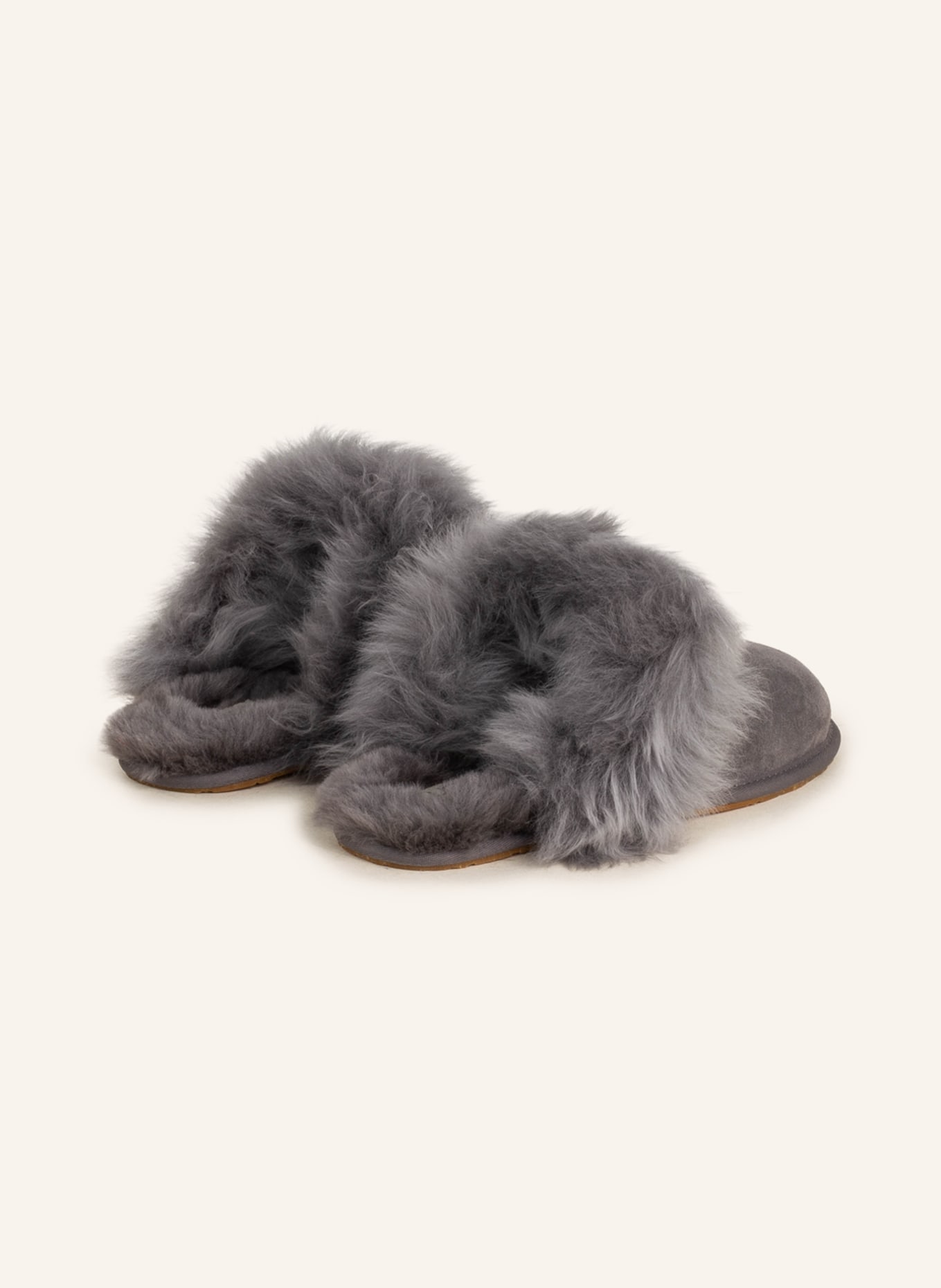 UGG Slippers SCUFF SIS with real fur, Color: GRAY (Image 2)