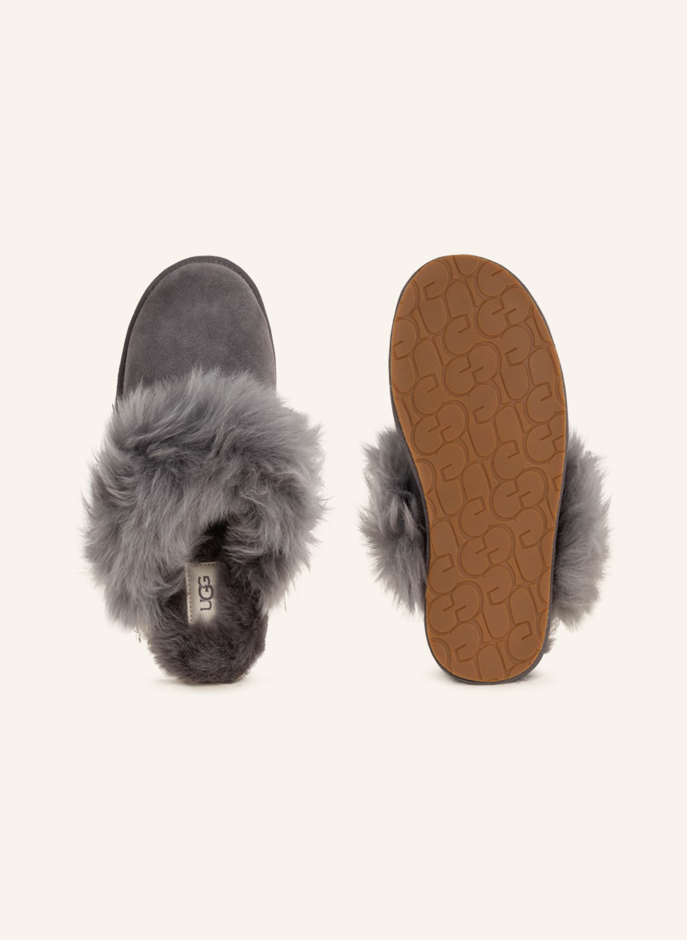 UGG Slippers SCUFF SIS with real fur, Color: GRAY (Image 5)