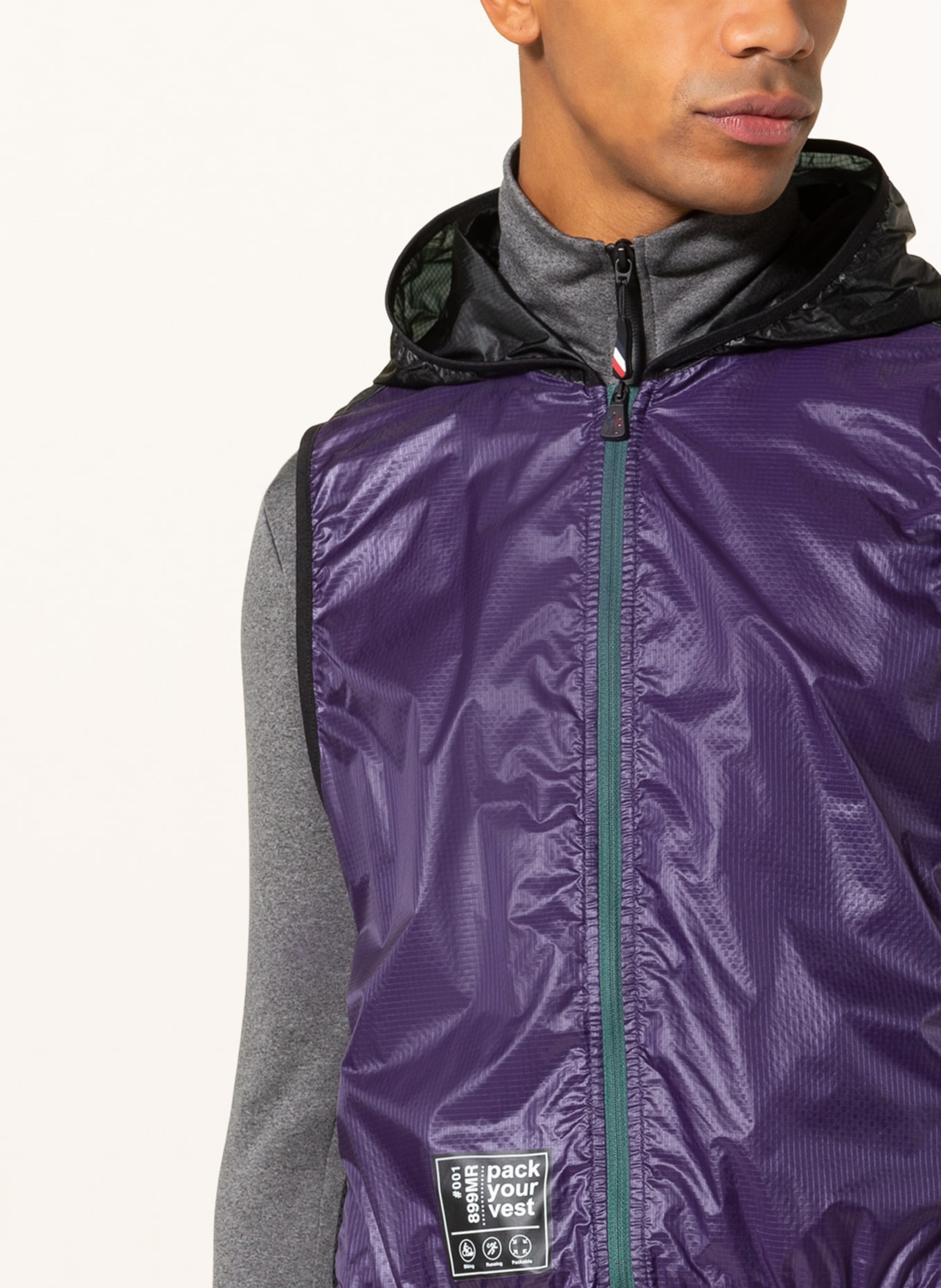 MONCLER GRENOBLE Fleece jacket DAY-NAMIC with detachable functional vest , Color: PURPLE/ GRAY/ DARK GREEN (Image 6)