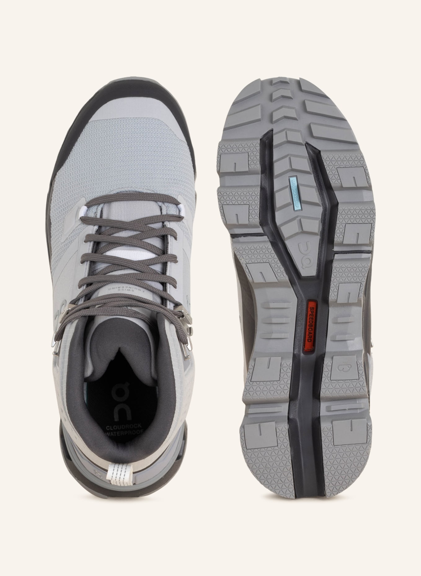 On Trekking shoes CLOUDROCK WATERPROOF, Color: GRAY (Image 5)