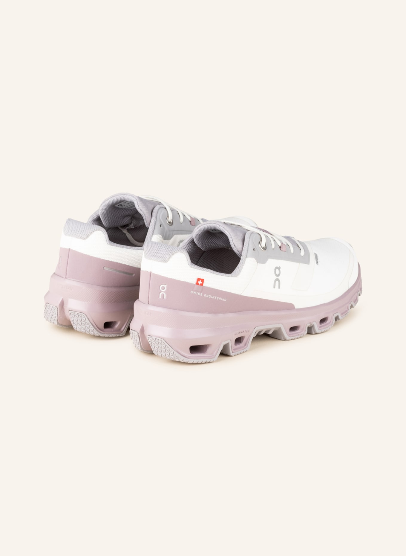 On Trail running shoes CLOUDVENTURE WATERPROOF, Color: DUSKY PINK/ WHITE (Image 2)