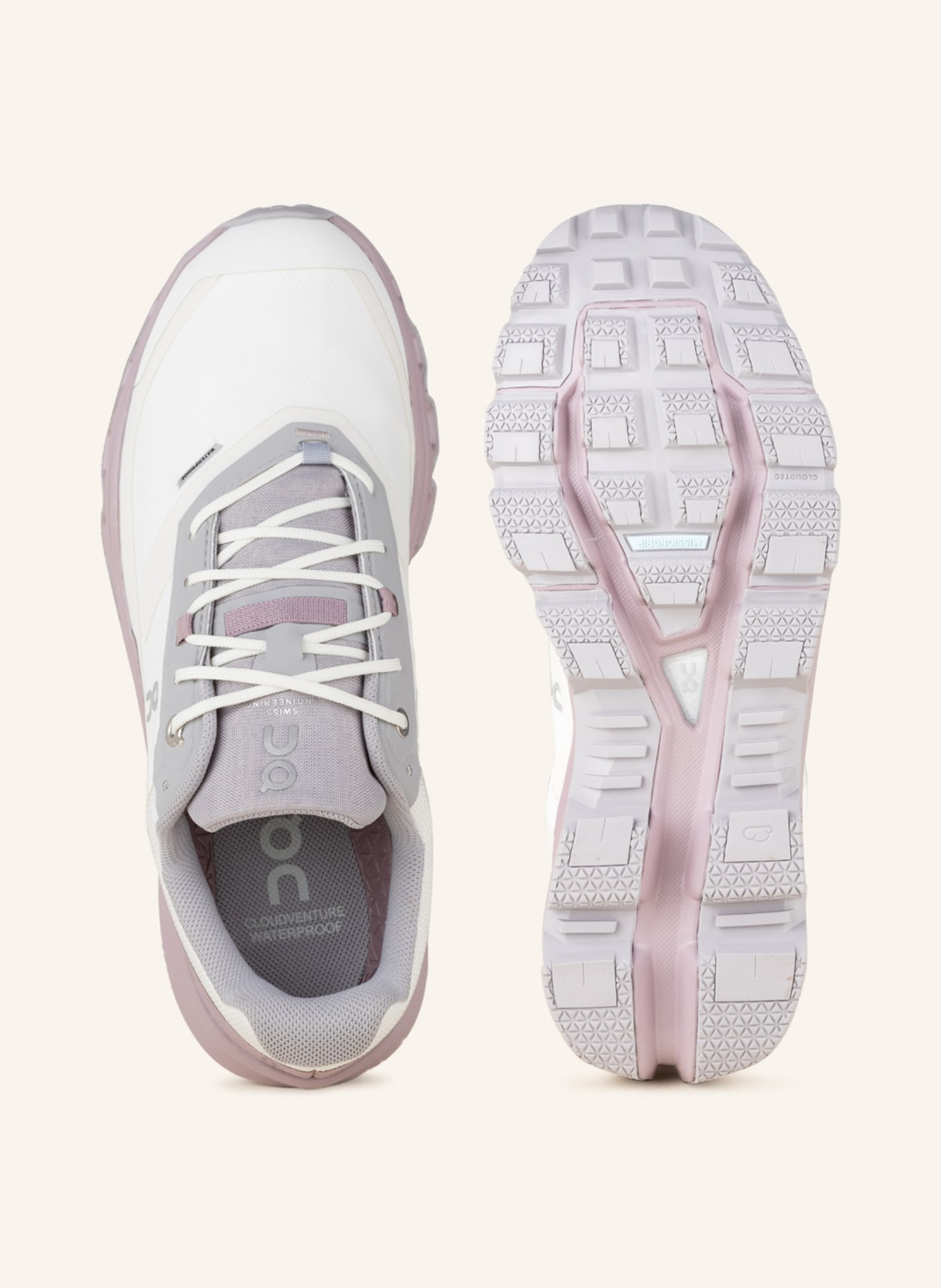 On Trail running shoes CLOUDVENTURE WATERPROOF, Color: DUSKY PINK/ WHITE (Image 5)
