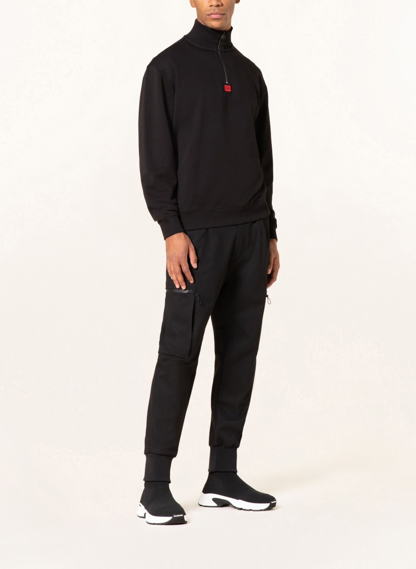HUGO Half-zip sweater in sweatshirt fabric DURTY, Color: BLACK (Image 2)