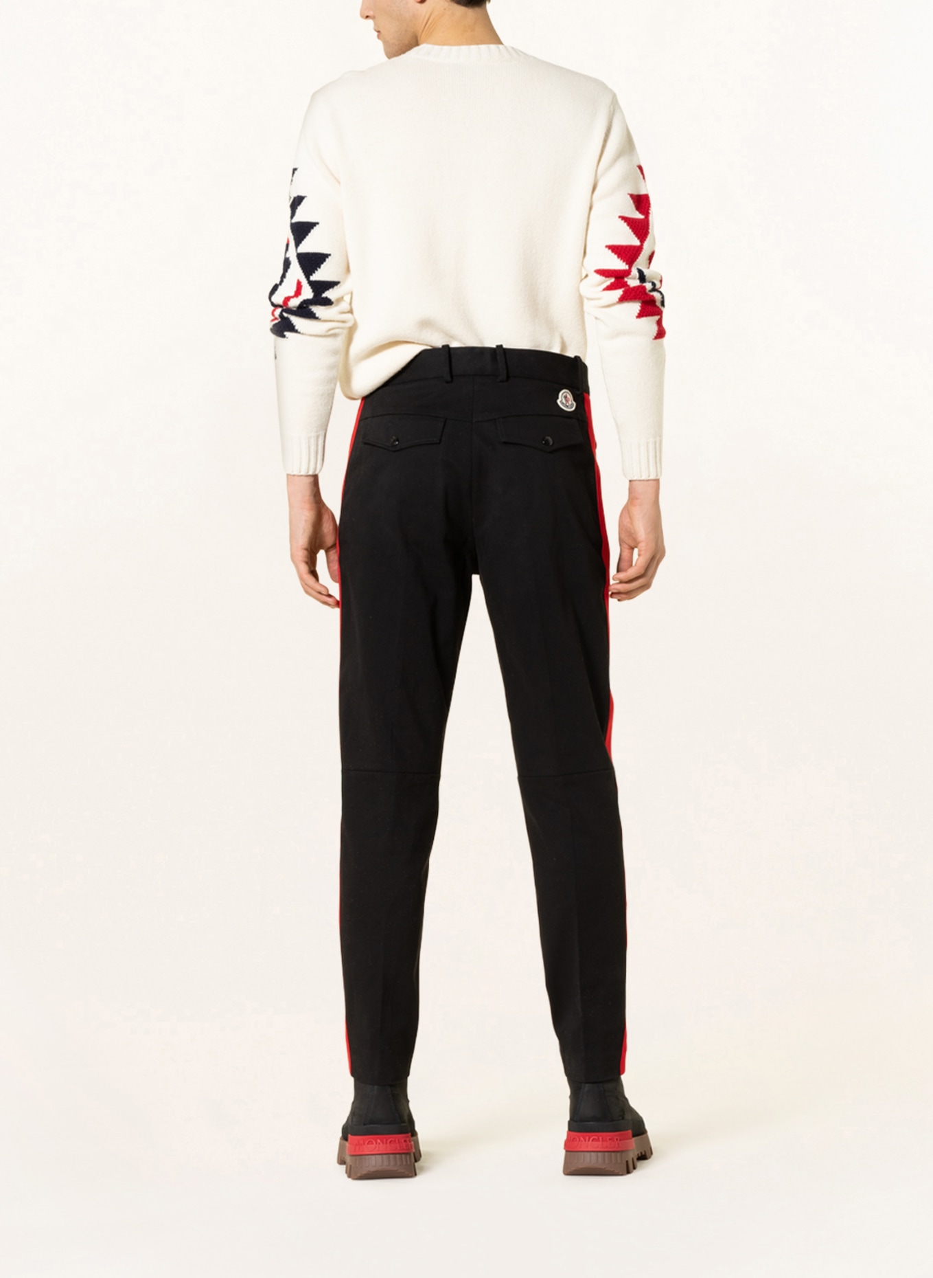 MONCLER Chinos, Color: BLACK/ RED (Image 3)