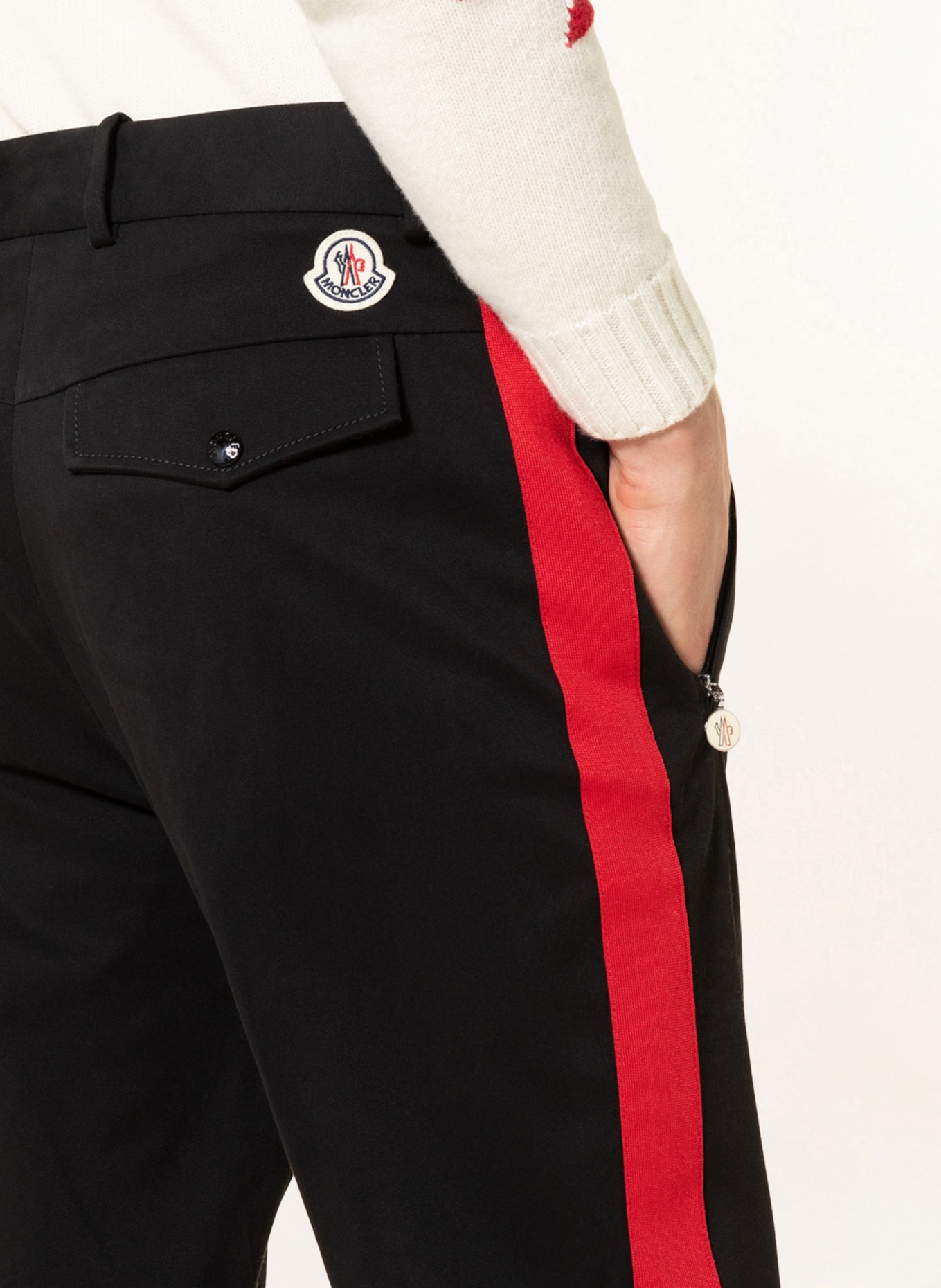 MONCLER Chinos, Color: BLACK/ RED (Image 5)