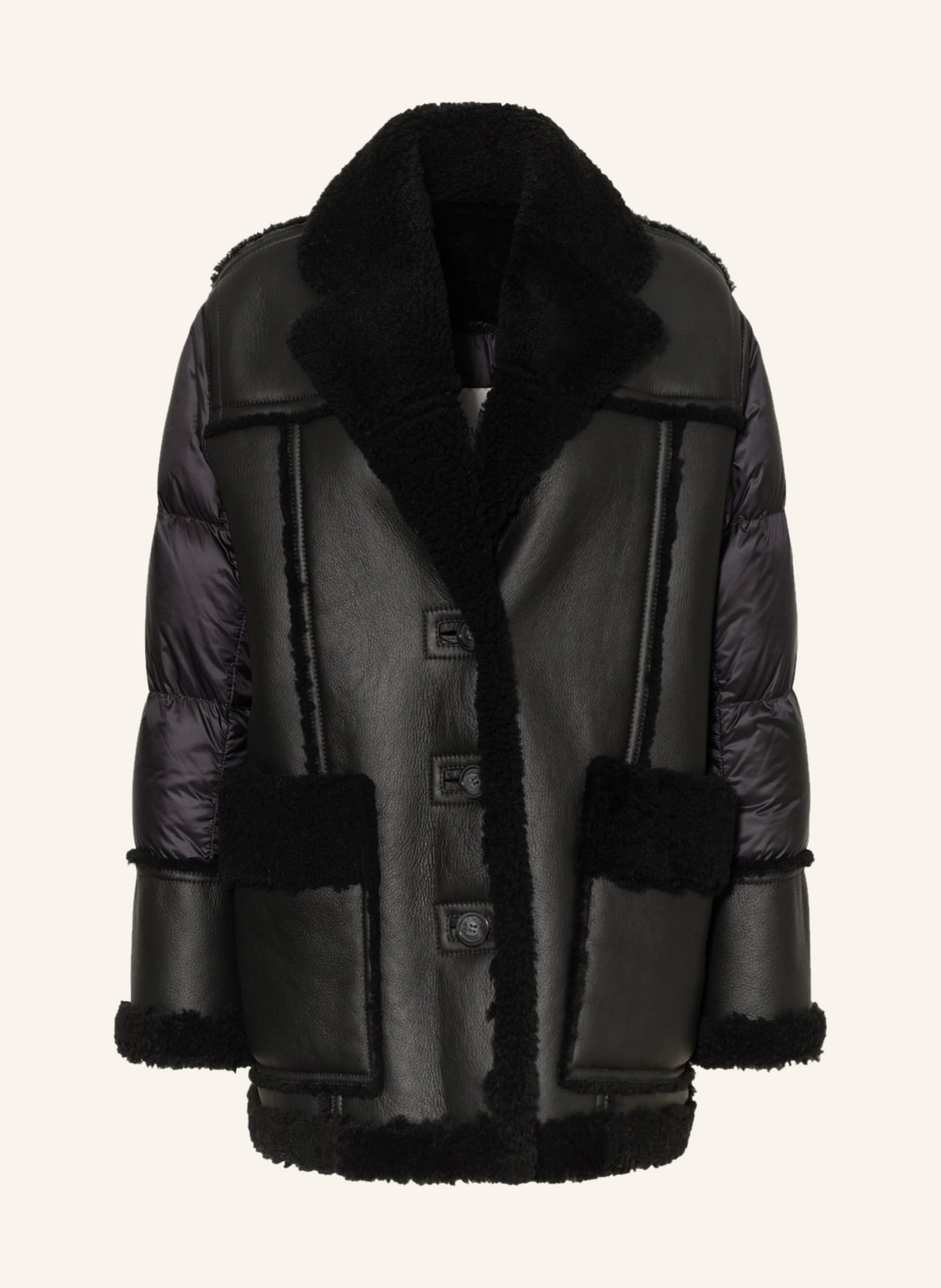 MONCLER Down jacket ILAY in mixed materials with real fur , Color: BLACK (Image 1)