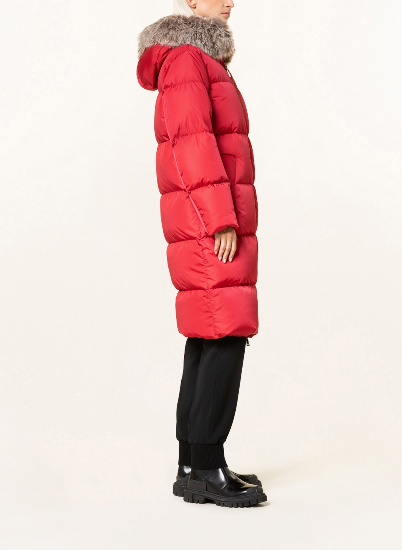 MONCLER Down coat MARRIONNIER with detachable faux fur , Color: RED (Image 3)