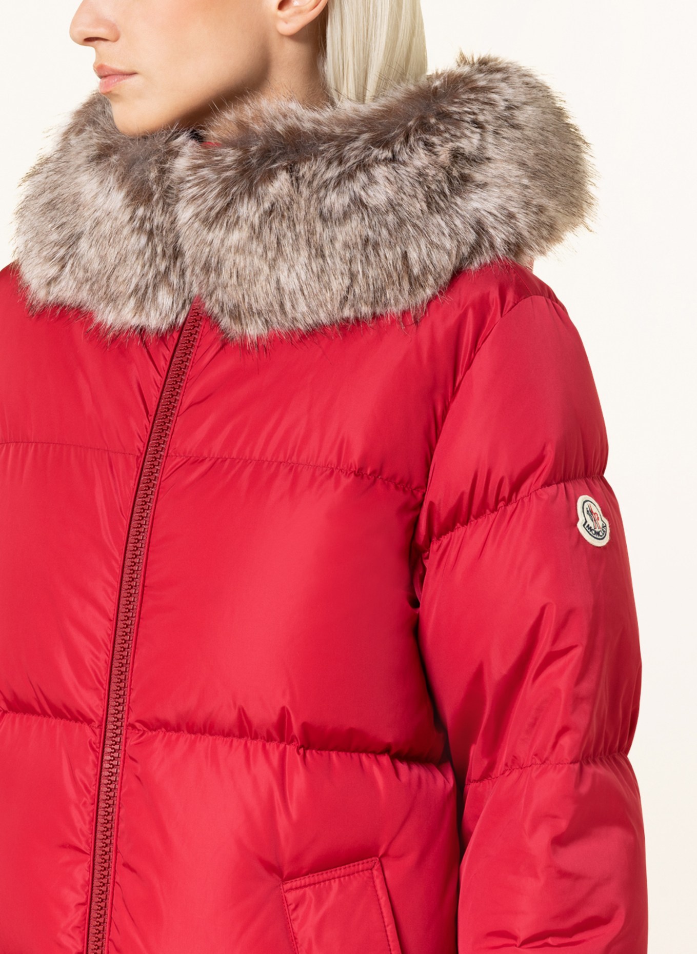 MONCLER Down coat MARRIONNIER with detachable faux fur , Color: RED (Image 5)