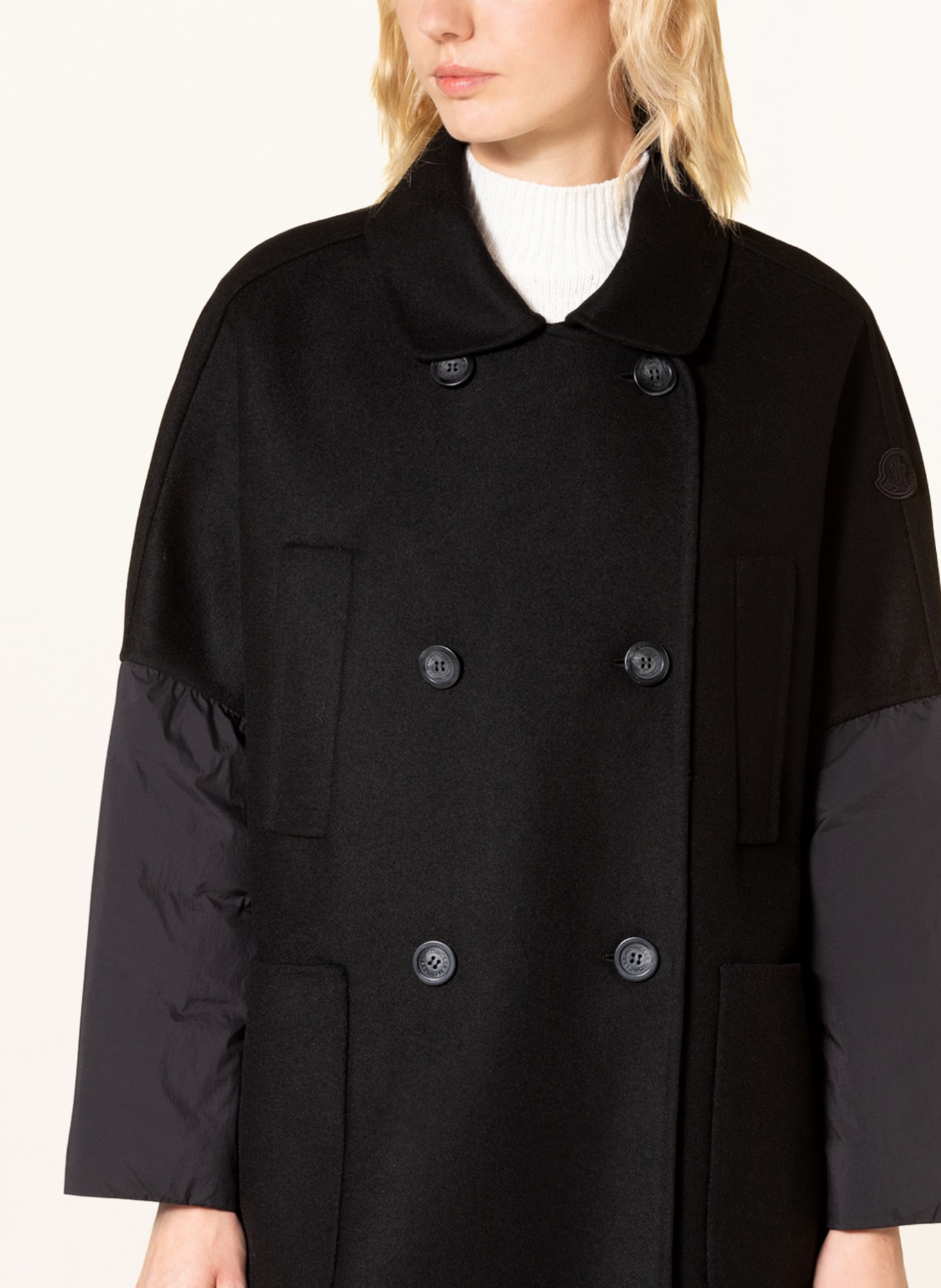 MONCLER Down coat GRANGENT in mixed materials, Color: BLACK (Image 4)