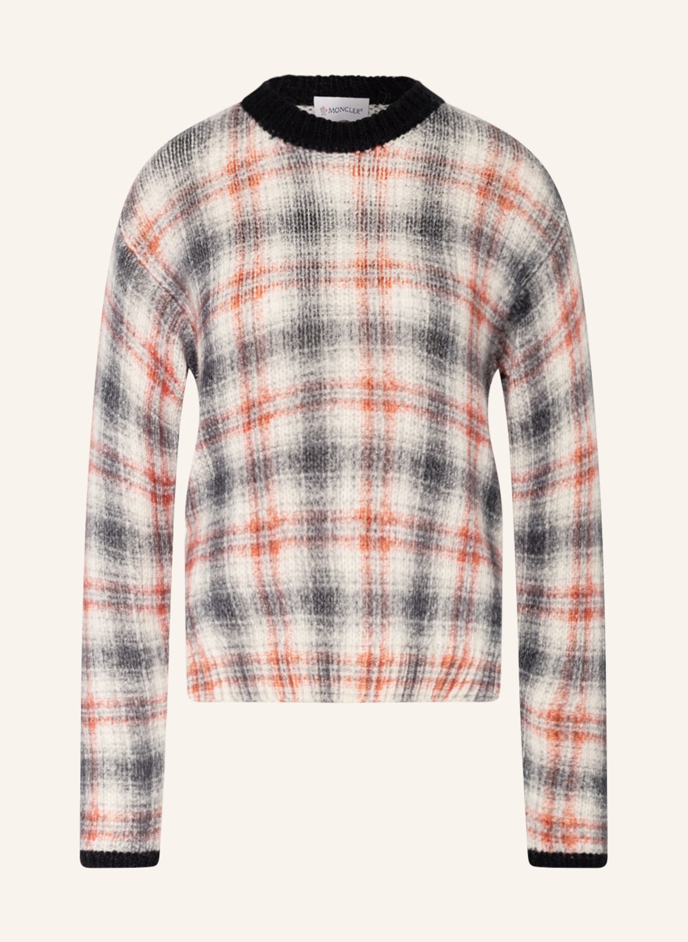 MONCLER Sweter z dodatkiem alpaki, Kolor: KREMOWY/ CZIEMNOSZARY/ POMARAŃCZOWY (Obrazek 1)