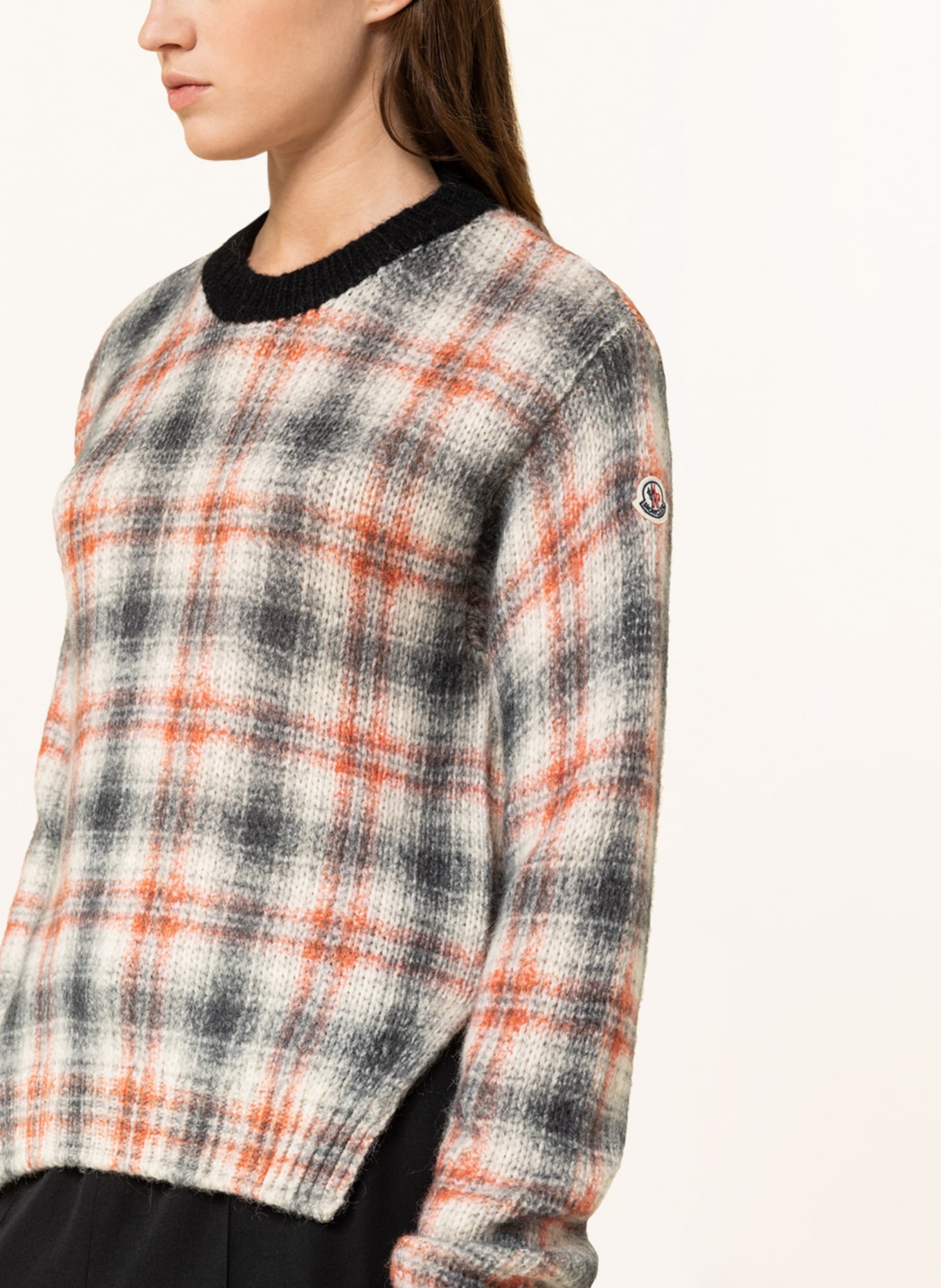 MONCLER Pullover mit Alpaka, Farbe: CREME/ DUNKELGRAU/ ORANGE (Bild 4)