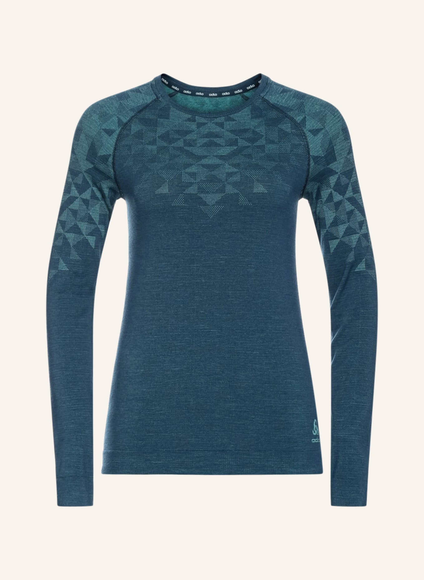 odlo Functional underwear shirt KINSHIP PERFORMANCE 200 with merino wool, Color: BLUE/ GREEN (Image 1)