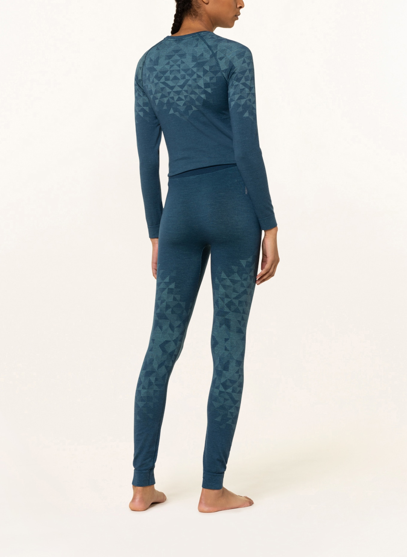 odlo Functional underwear shirt KINSHIP PERFORMANCE 200 with merino wool, Color: BLUE/ GREEN (Image 3)