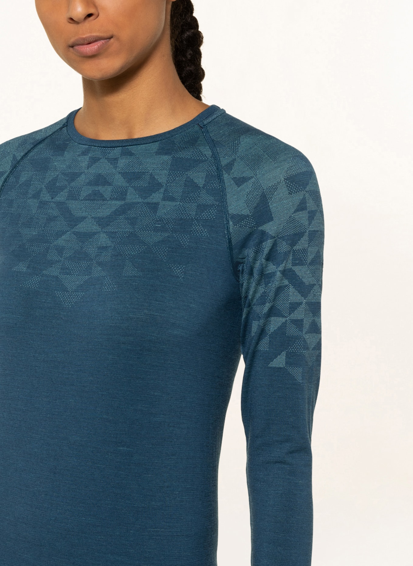 odlo Functional underwear shirt KINSHIP PERFORMANCE 200 with merino wool, Color: BLUE/ GREEN (Image 4)