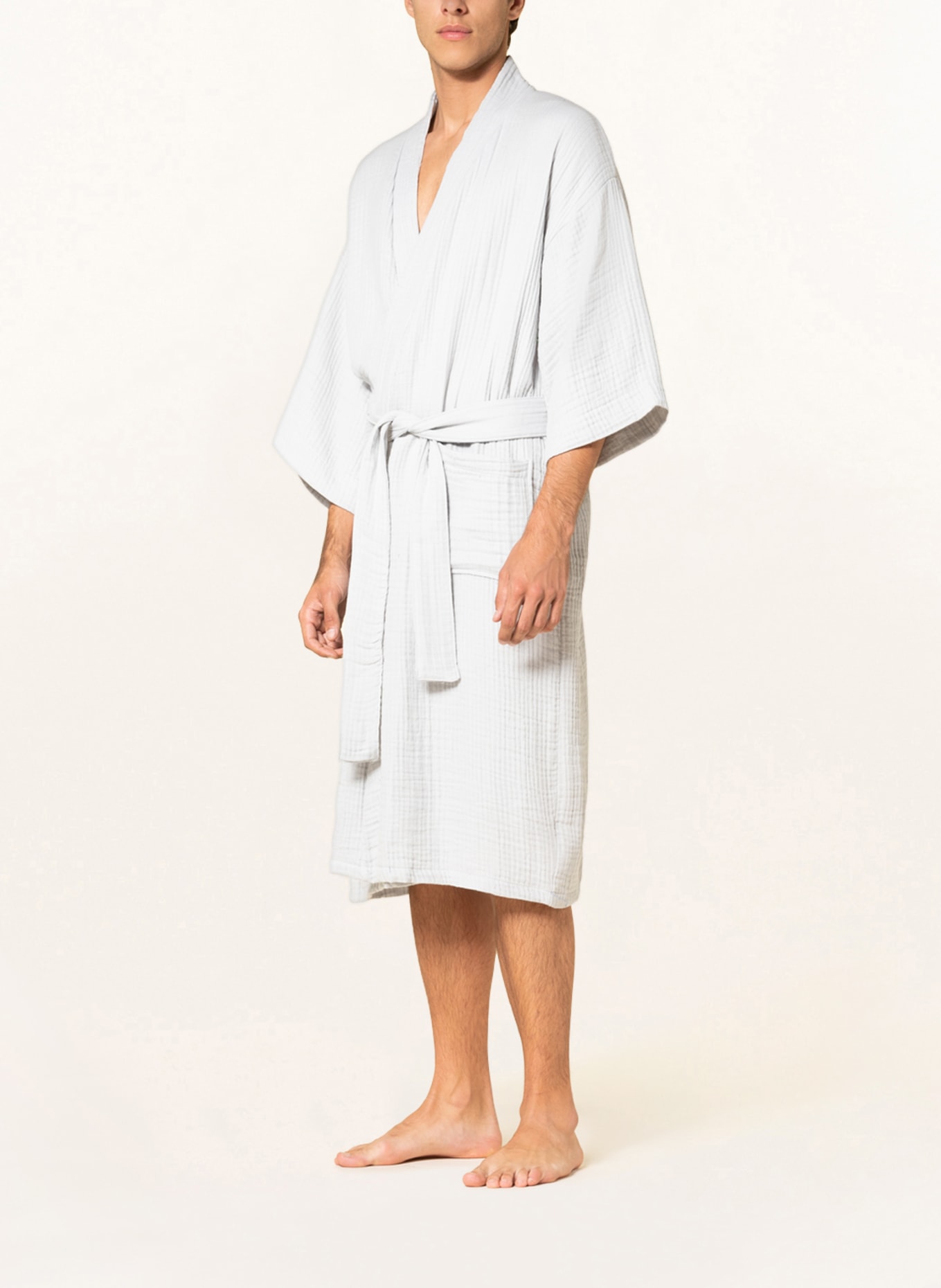 HAY Unisex bathrobe with 3/4 sleeves, Color: LIGHT GRAY (Image 2)