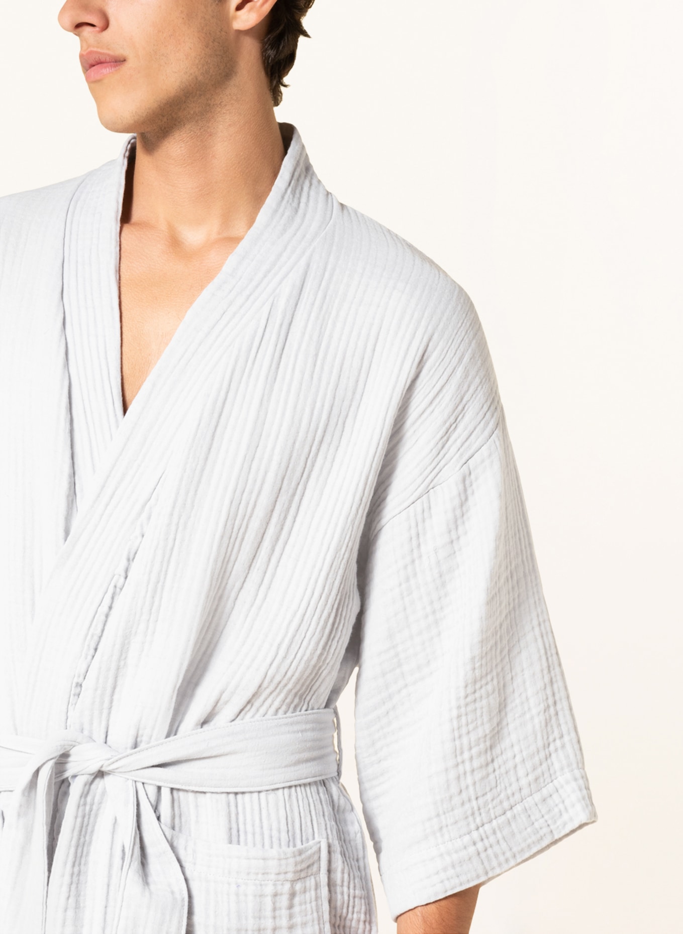 HAY Unisex bathrobe with 3/4 sleeves, Color: LIGHT GRAY (Image 4)