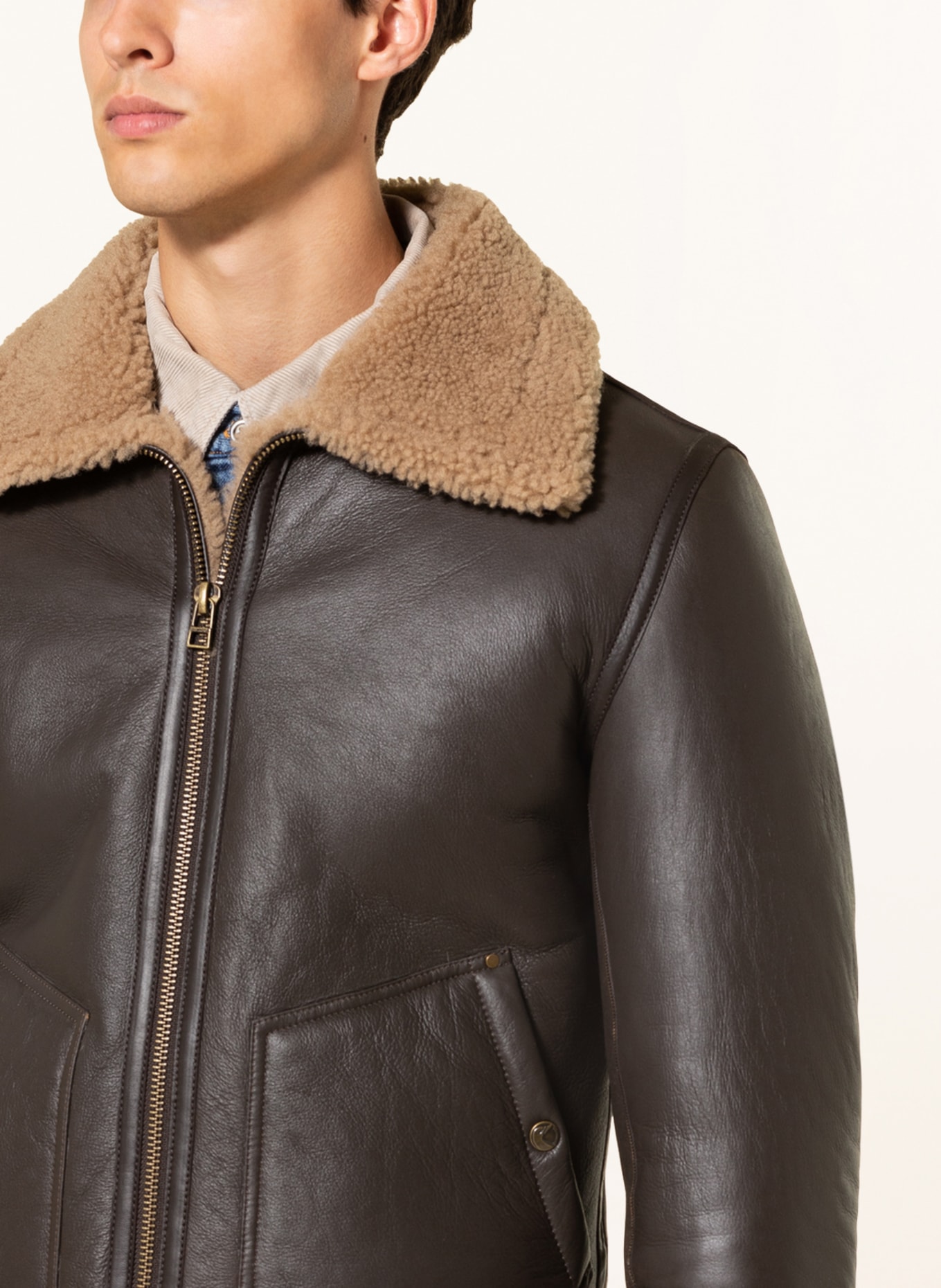 Brouwerij Reusachtig Diagnostiseren goosecraft Leather jacket LONDON LAMMY with real fur in dark brown |  Breuninger