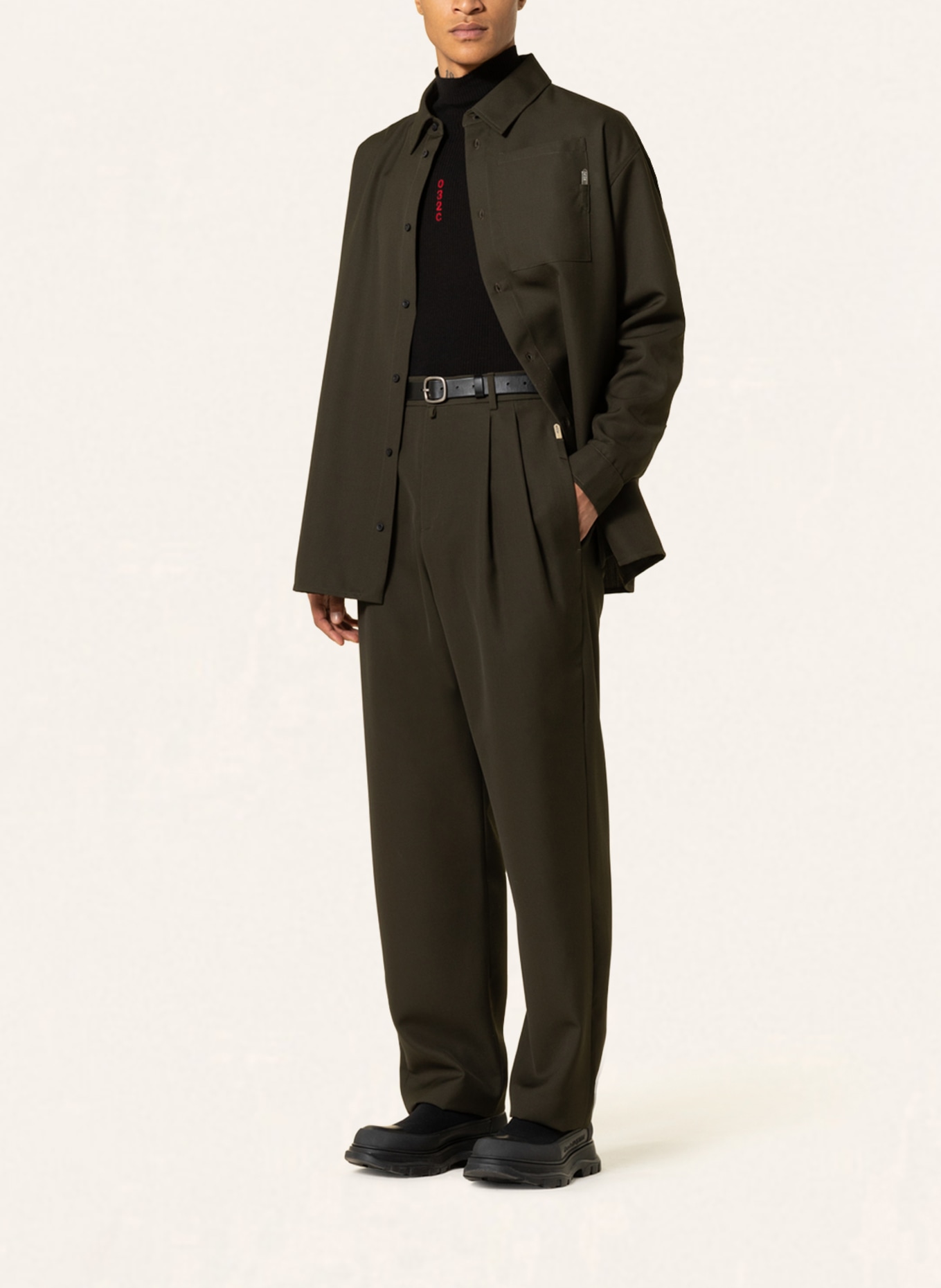 032c Piqué trousers regular fit , Color: OLIVE (Image 2)