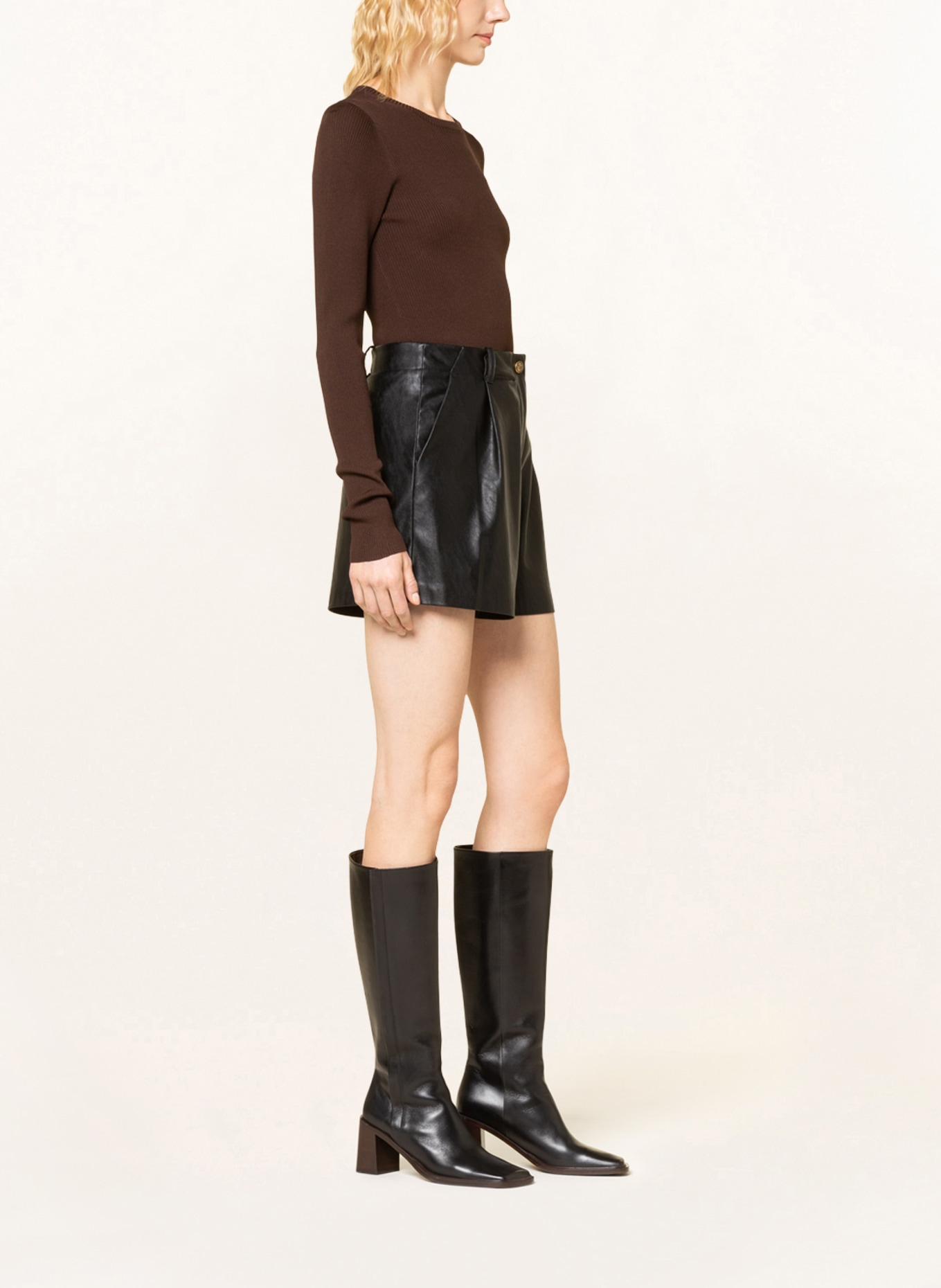 PINKO Shorts SOLANA in leather look, Color: BLACK (Image 4)