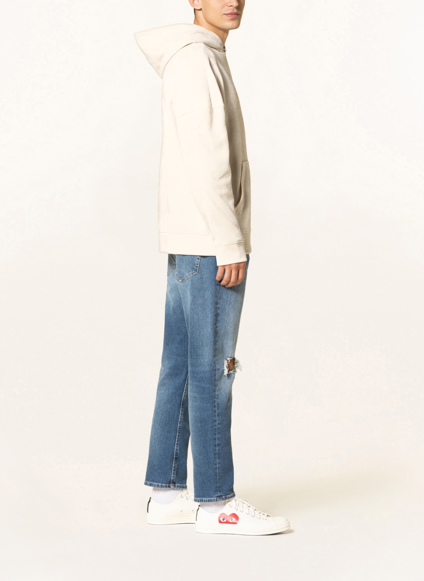 Calvin Klein Jeans Sztruksowa bluza z kapturem, Kolor: KREMOWY (Obrazek 4)