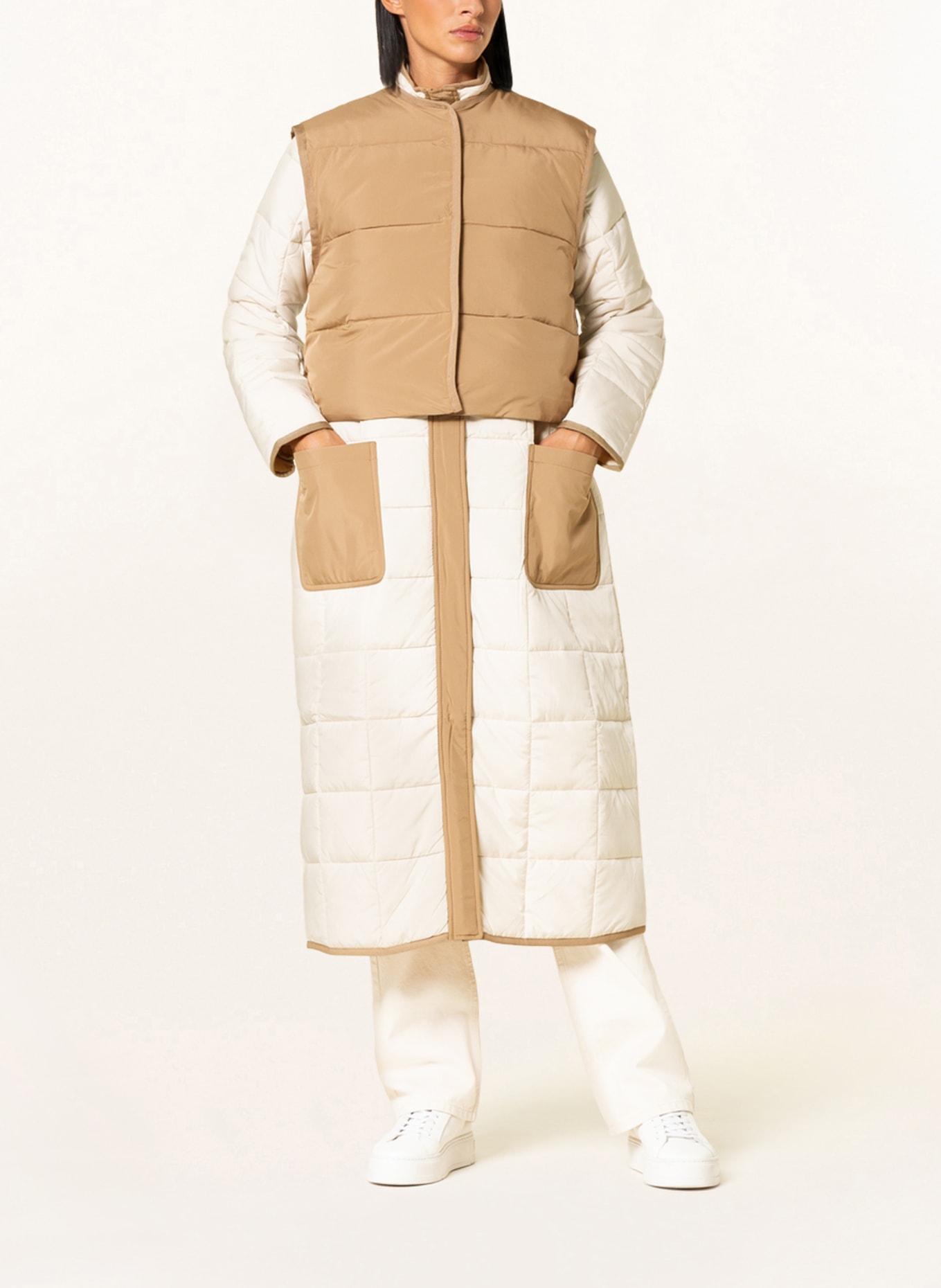 ENVII 3-in-1 quilted coat ENPARTICLES, Color: ECRU/ CAMEL (Image 2)
