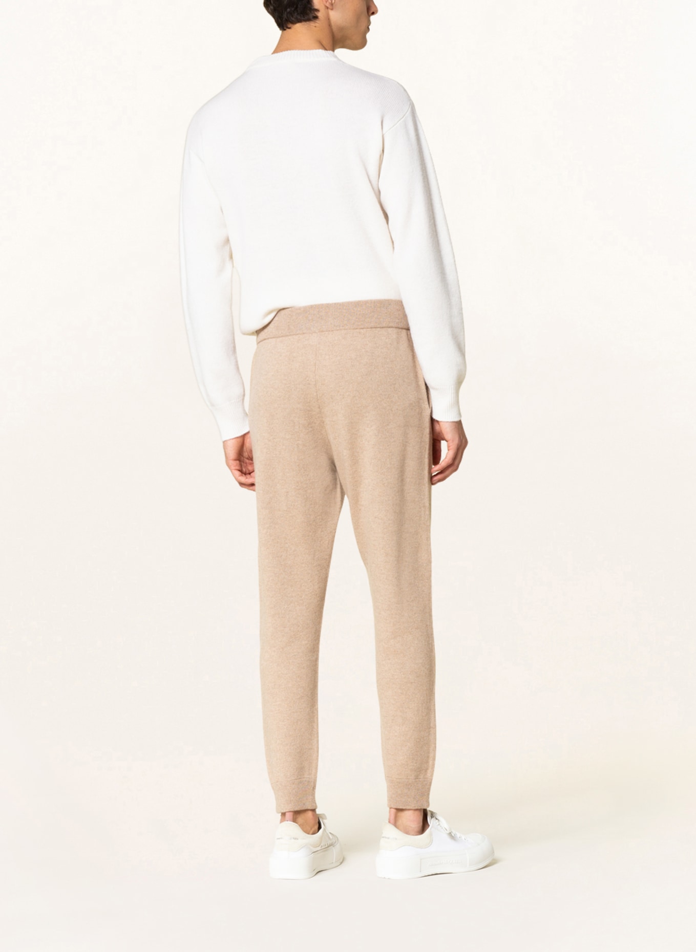 FALKE Knit trousers in jogger style extra slim fit made of cashmere: CAMEL