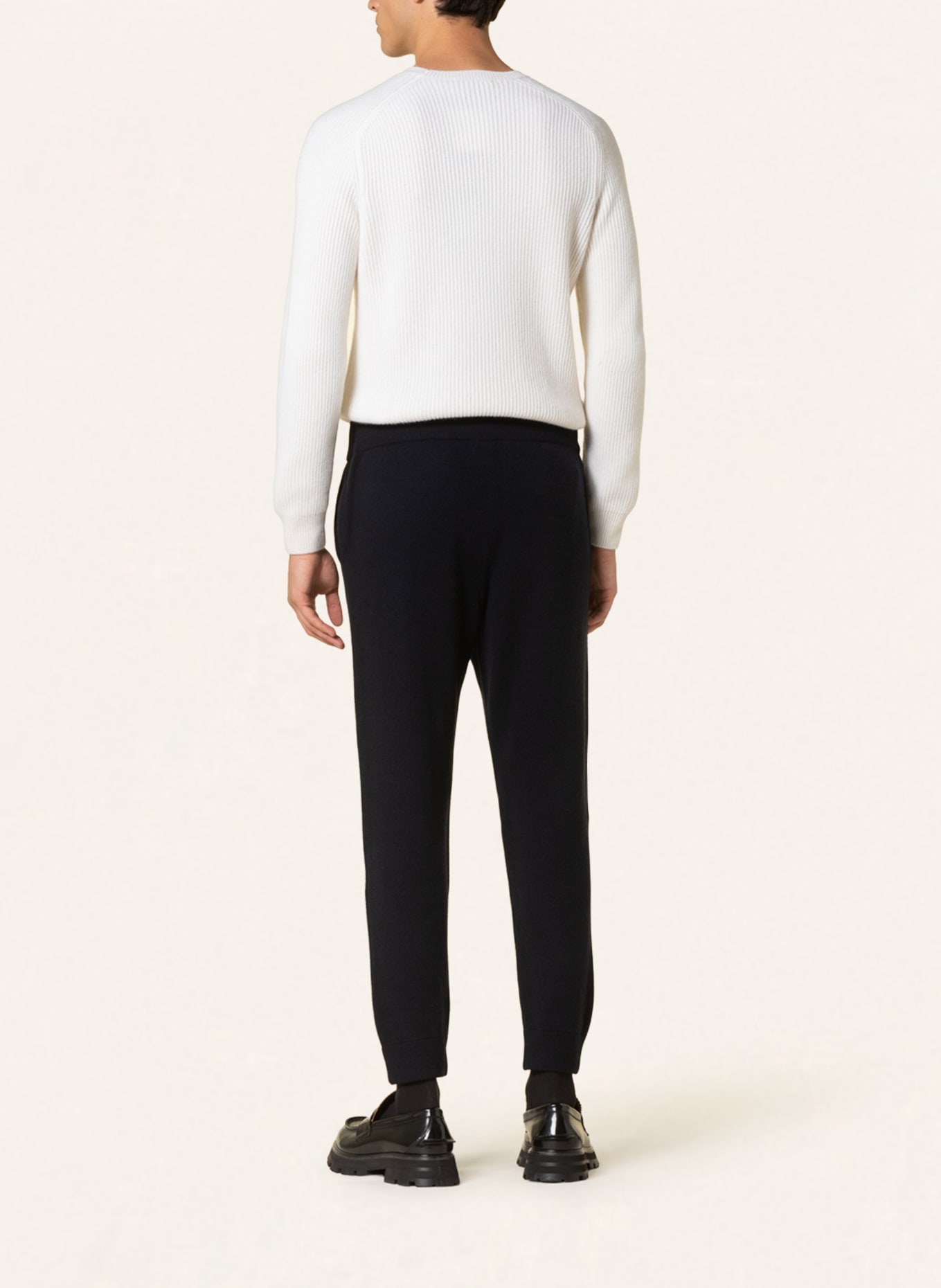 FALKE Knit trousers in jogger style extra slim fit made of cashmere: DARK BLUE