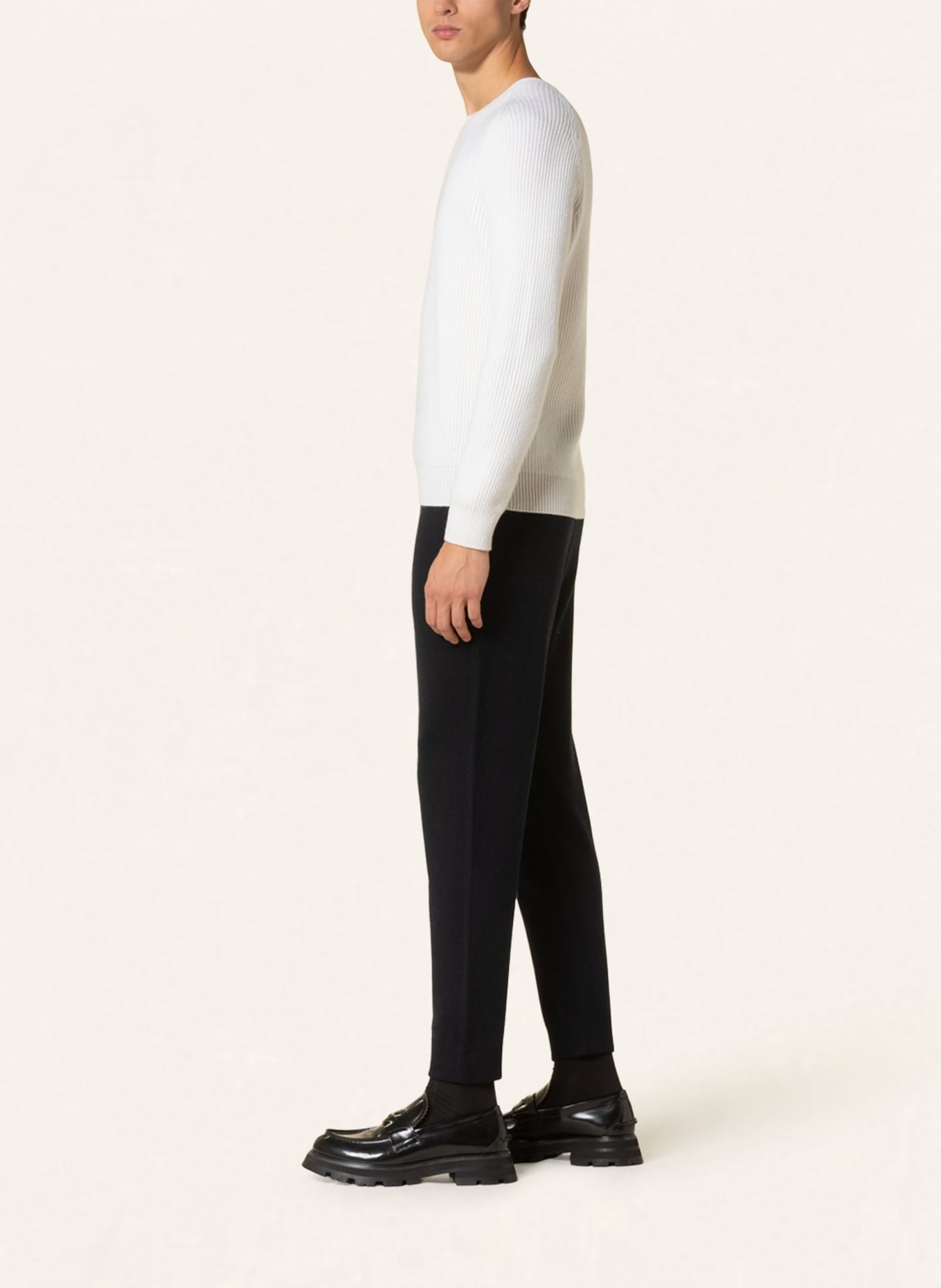 FALKE Knit trousers in jogger style extra slim fit made of cashmere: DARK BLUE